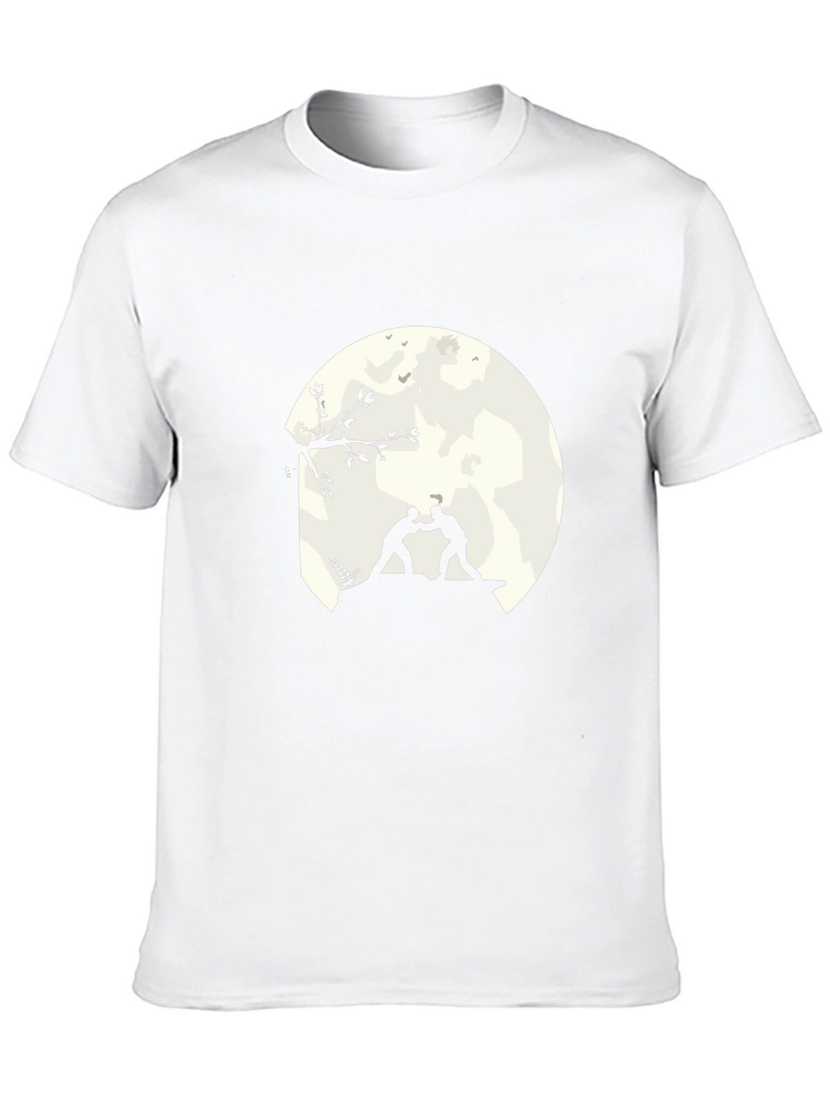 Mens Black T-Shirt with Wrestling Silhouette