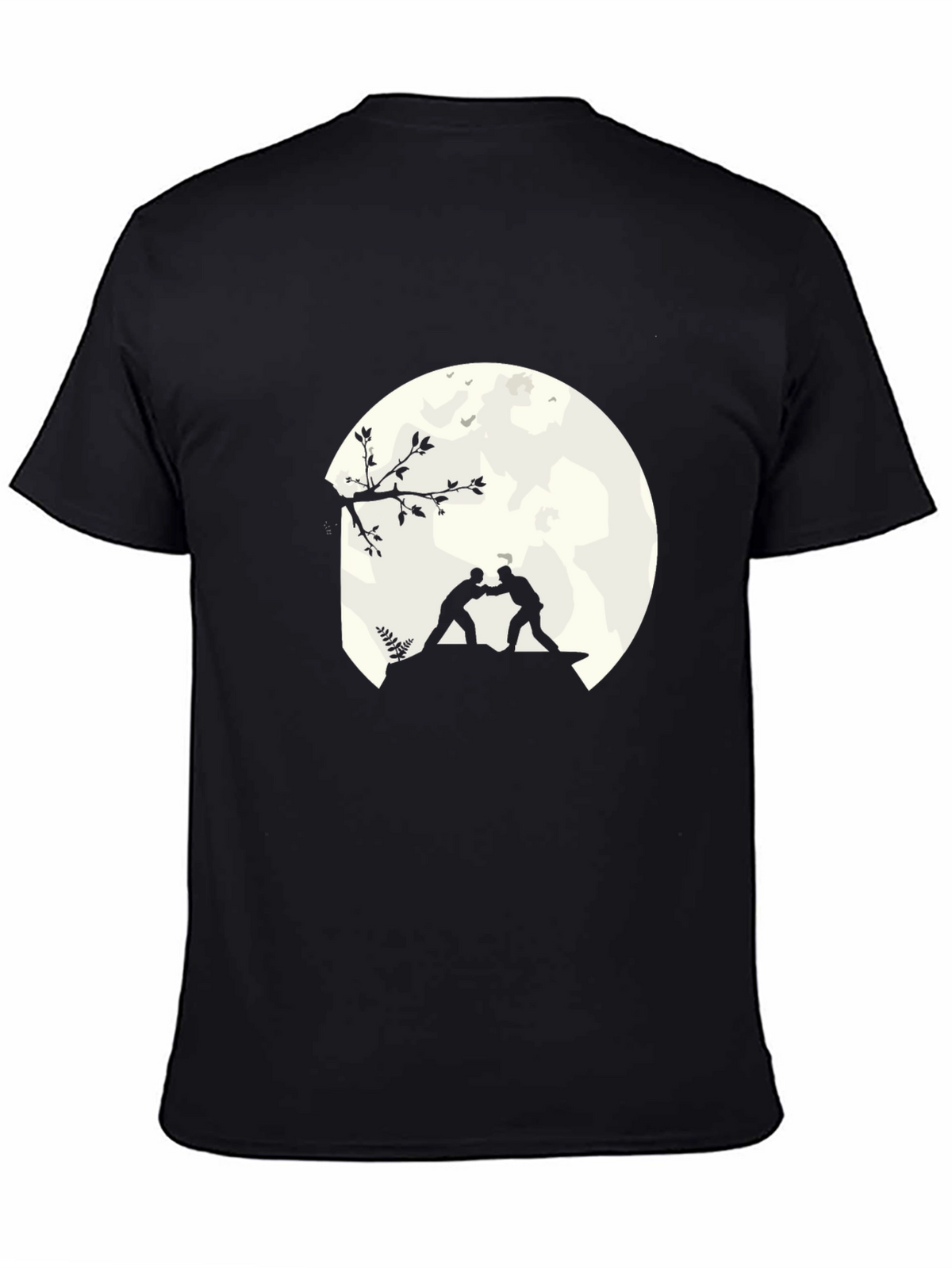 Mens Black T-Shirt with Wrestling Silhouette
