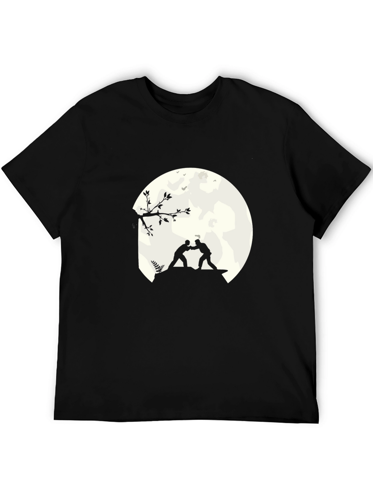 Mens Black T-Shirt with Wrestling Silhouette