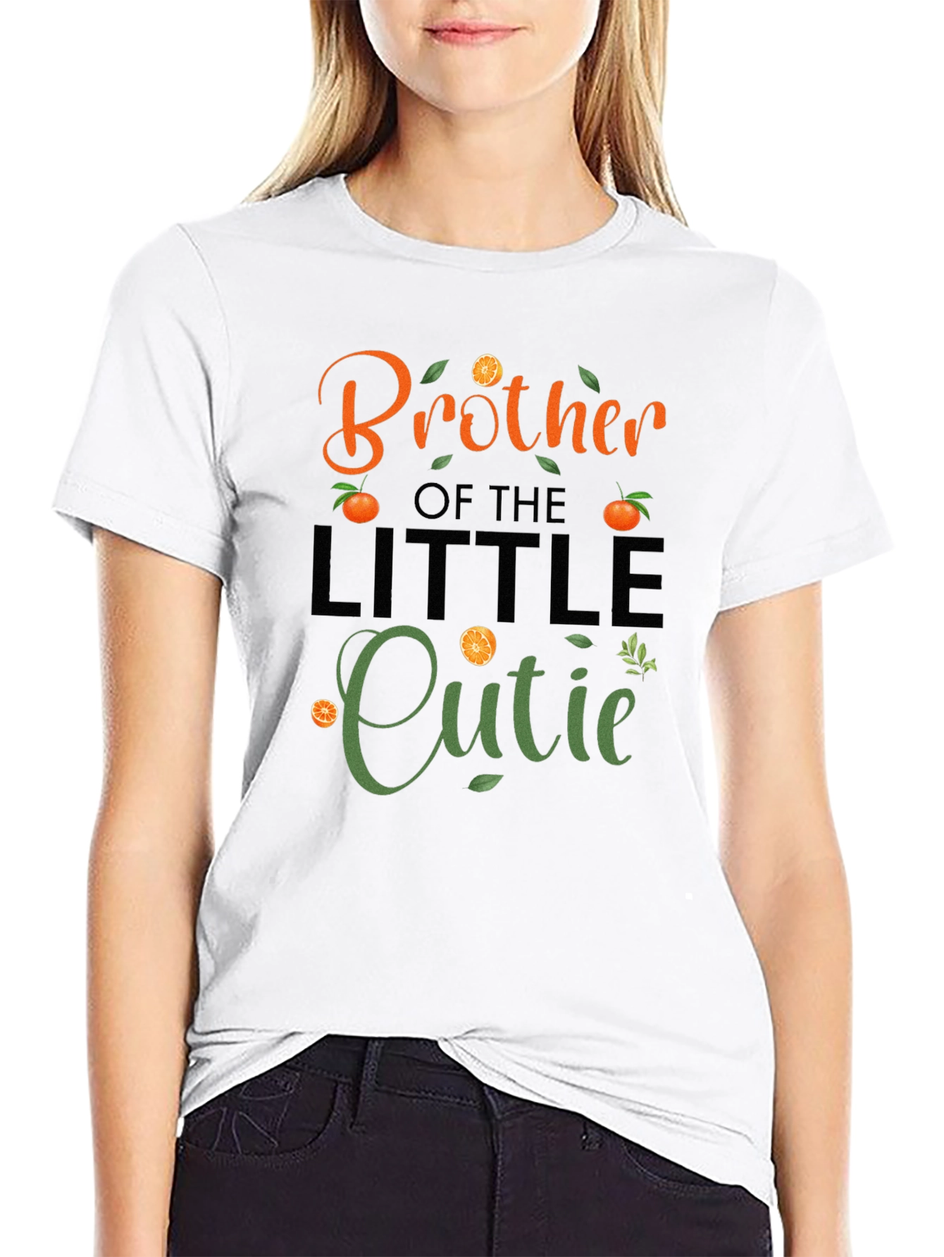 Brother of the Little Cutie Orange Graphic Tee