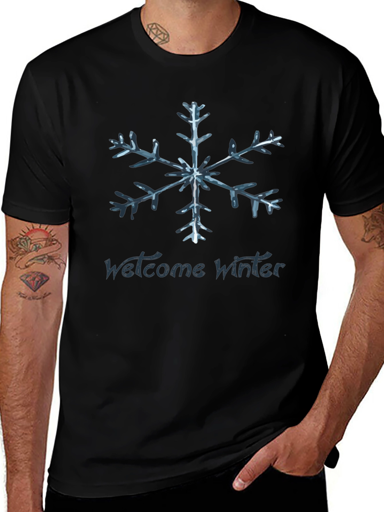 Welcome Winter Snowflake Graphic T-Shirt