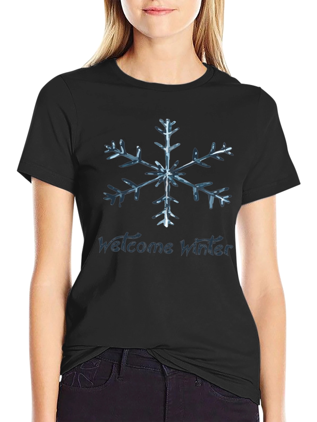 Welcome Winter Snowflake Graphic T-Shirt