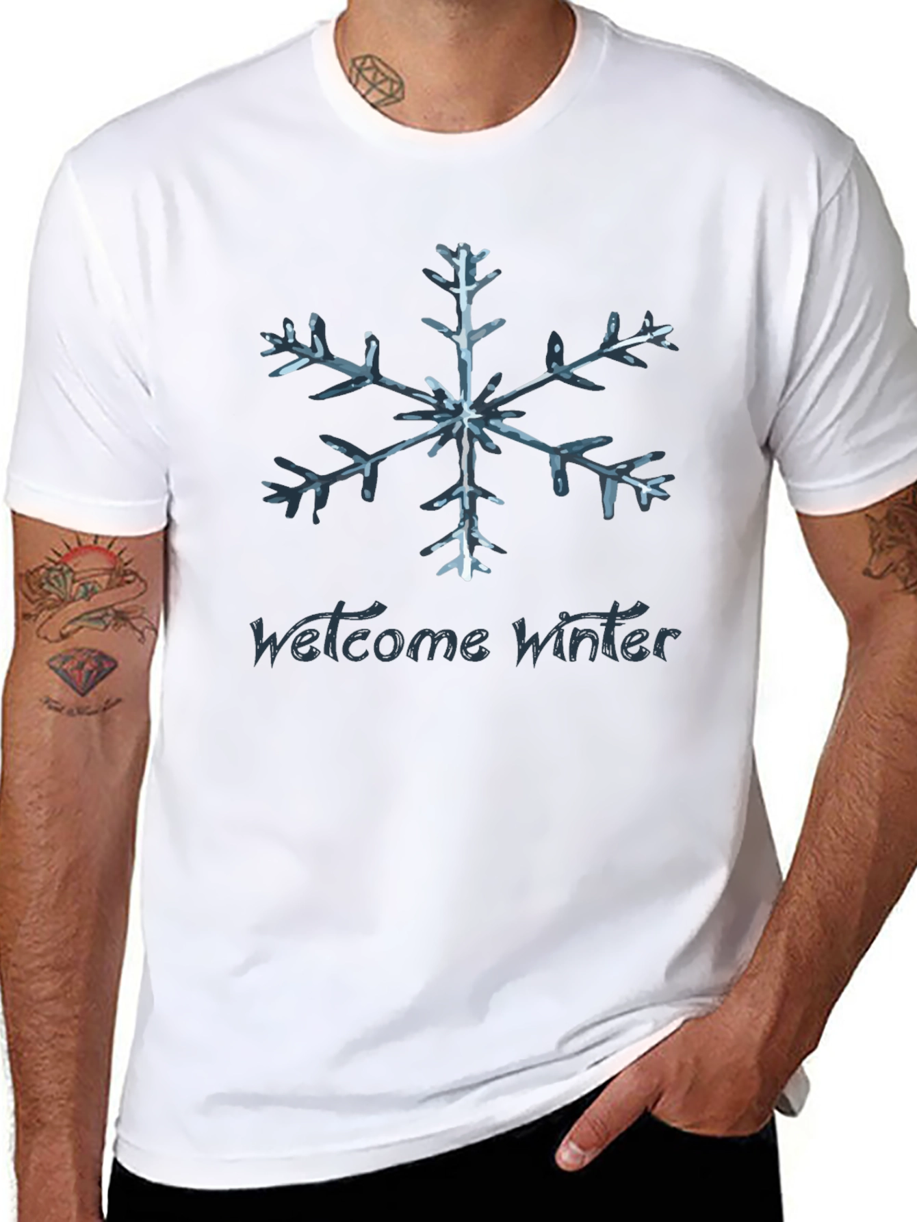 Welcome Winter Snowflake Graphic T-Shirt