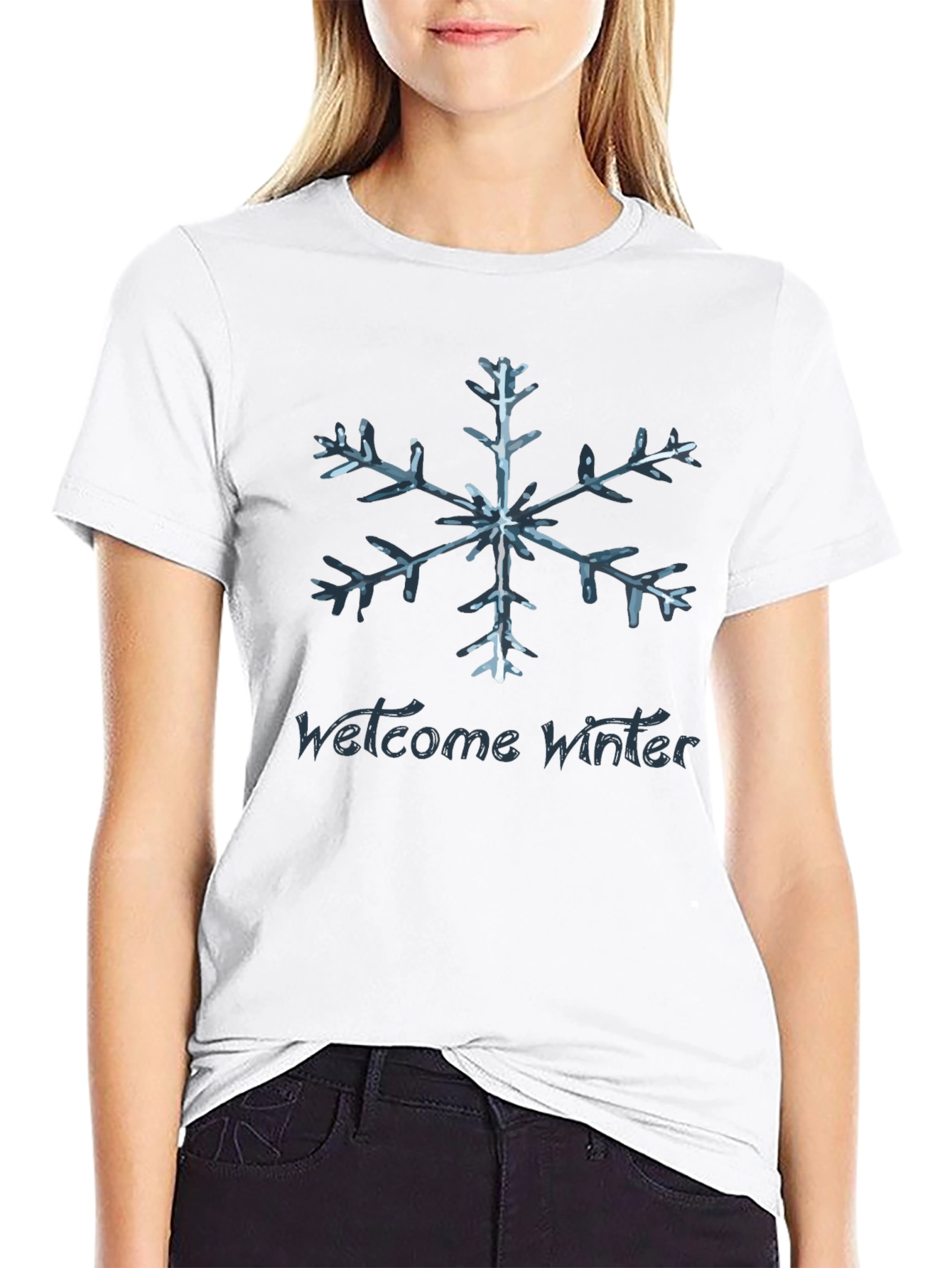 Welcome Winter Snowflake Graphic T-Shirt