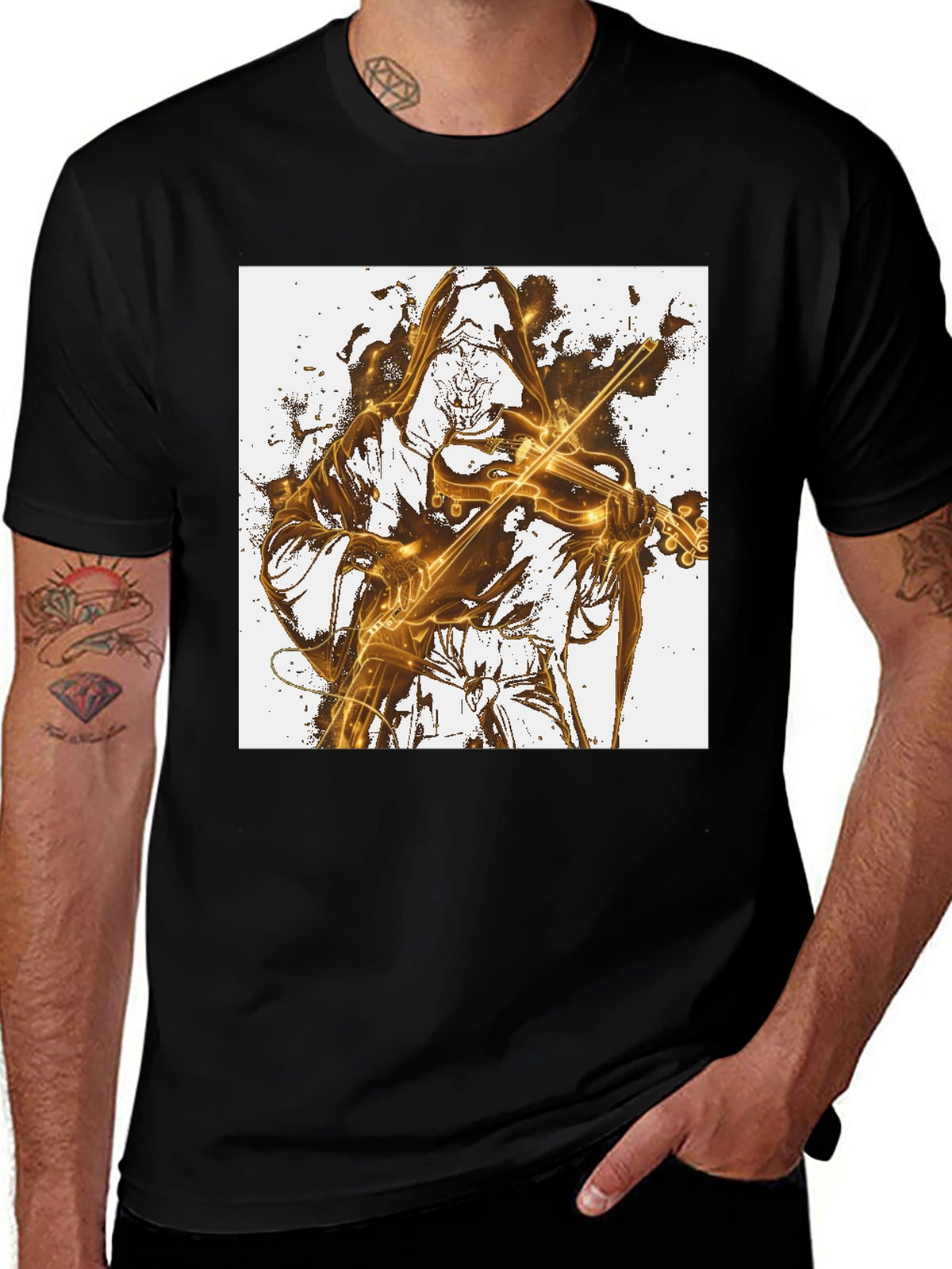 Grim Reaper Violinist Graphic Tee - Black