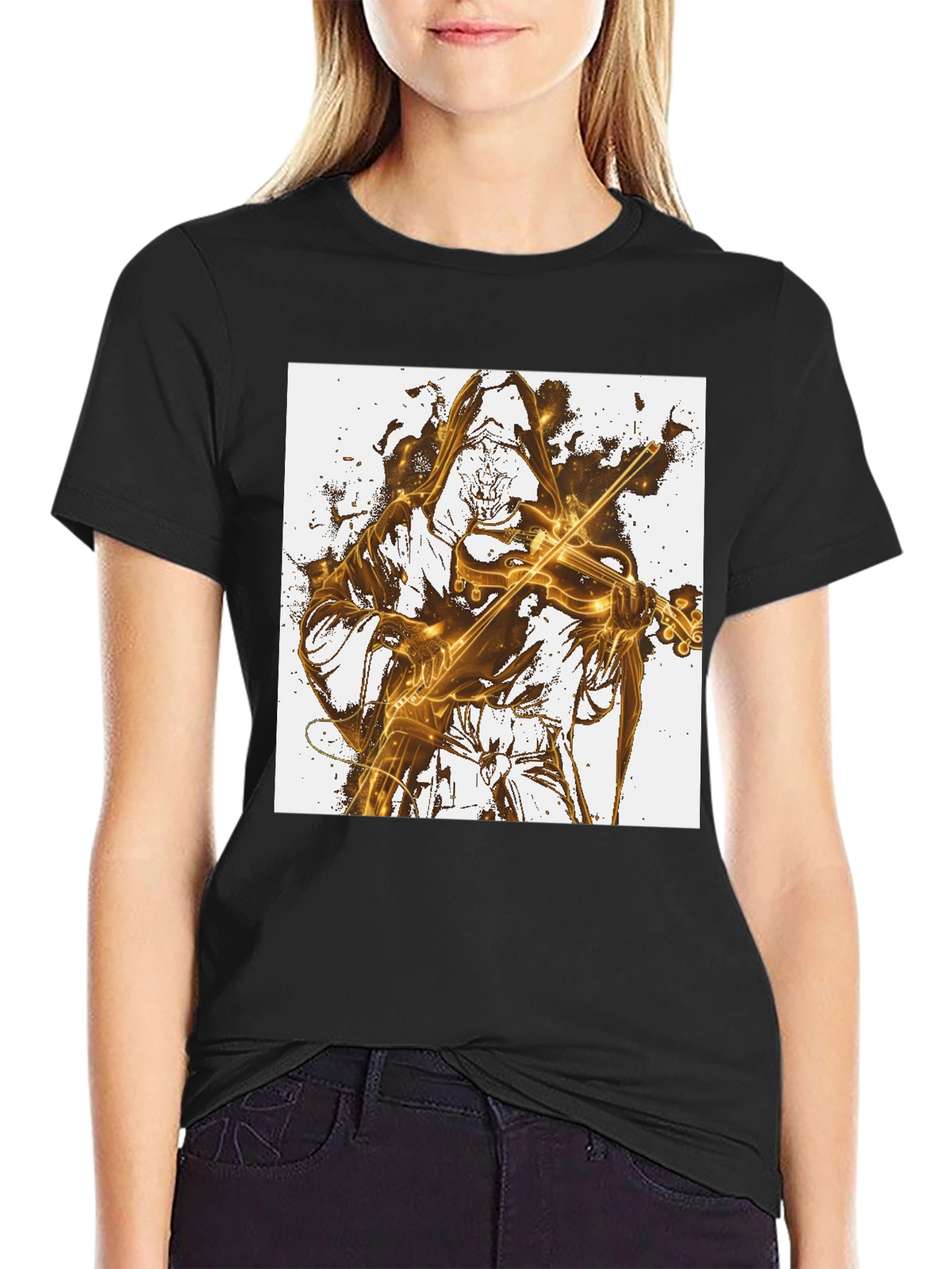 Grim Reaper Violinist Graphic Tee - Black
