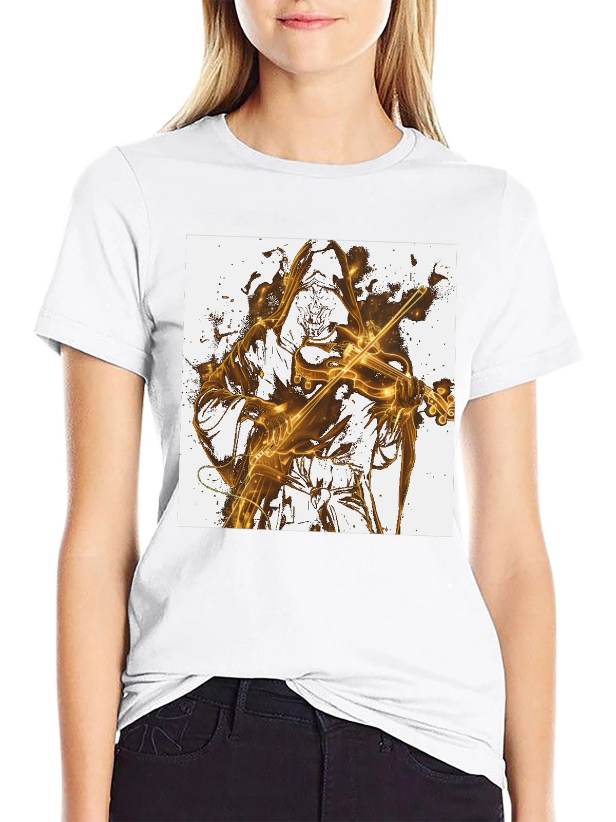 Grim Reaper Violinist Graphic Tee - Black