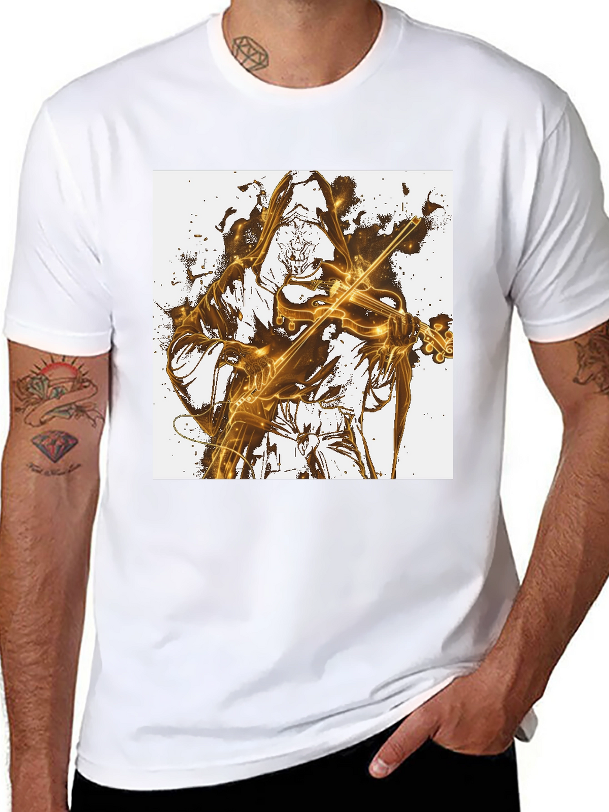 Grim Reaper Violinist Graphic Tee - Black