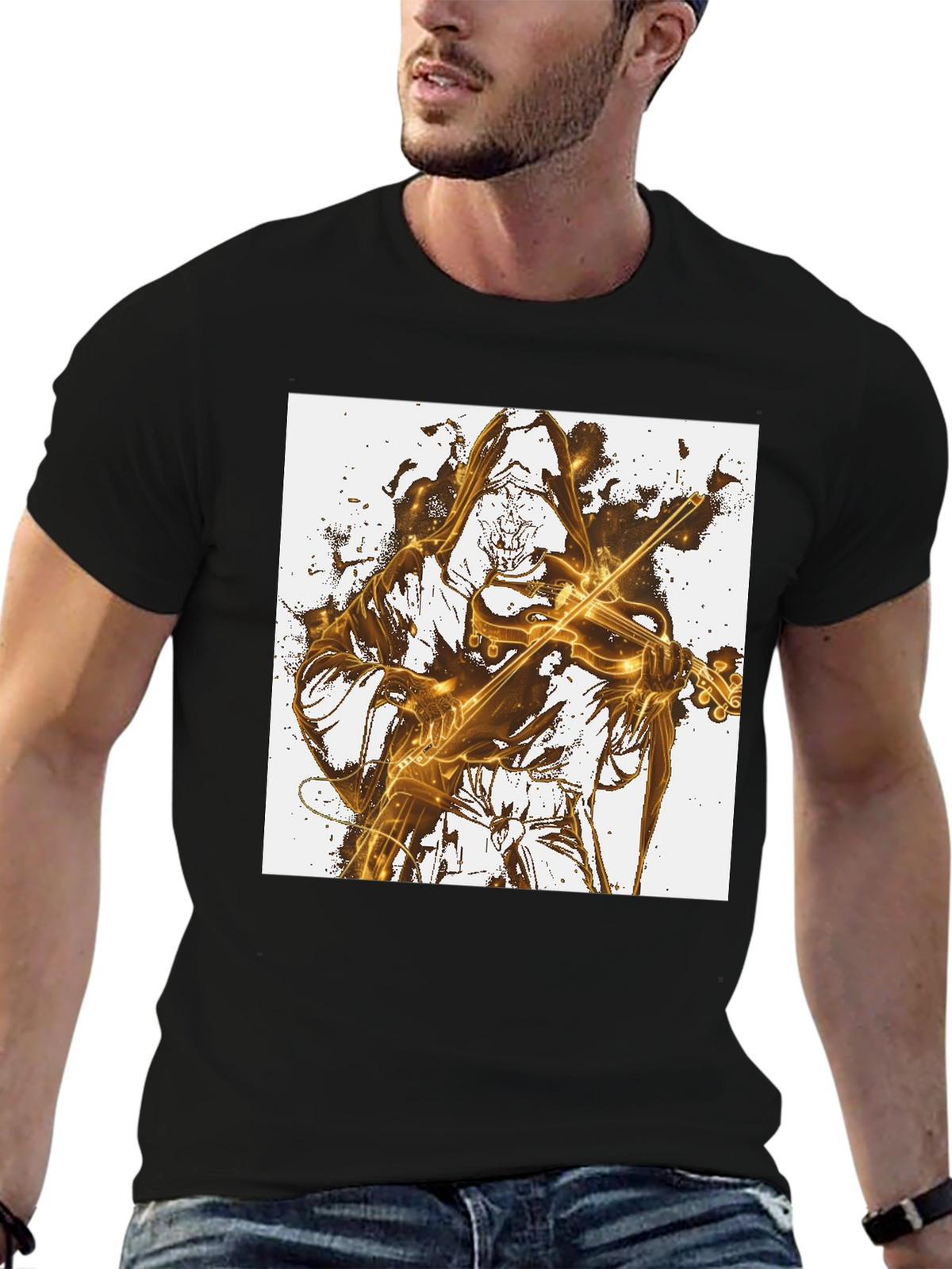 Grim Reaper Violinist Graphic Tee - Black