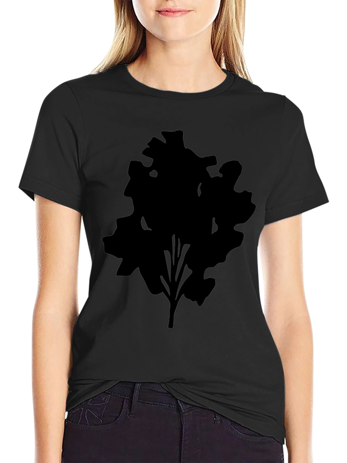 Mens Black T-Shirt with Abstract Tree Silhouette Design