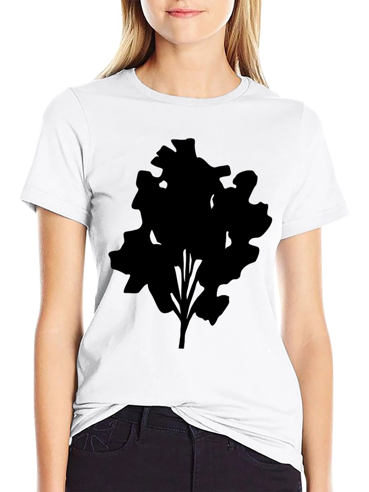 Mens Black T-Shirt with Abstract Tree Silhouette Design