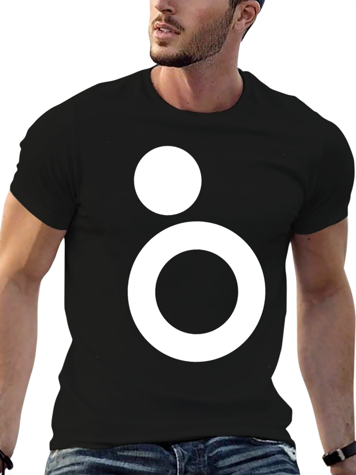 Modern Geometric Graphic Tee - Black Casual T-Shirt