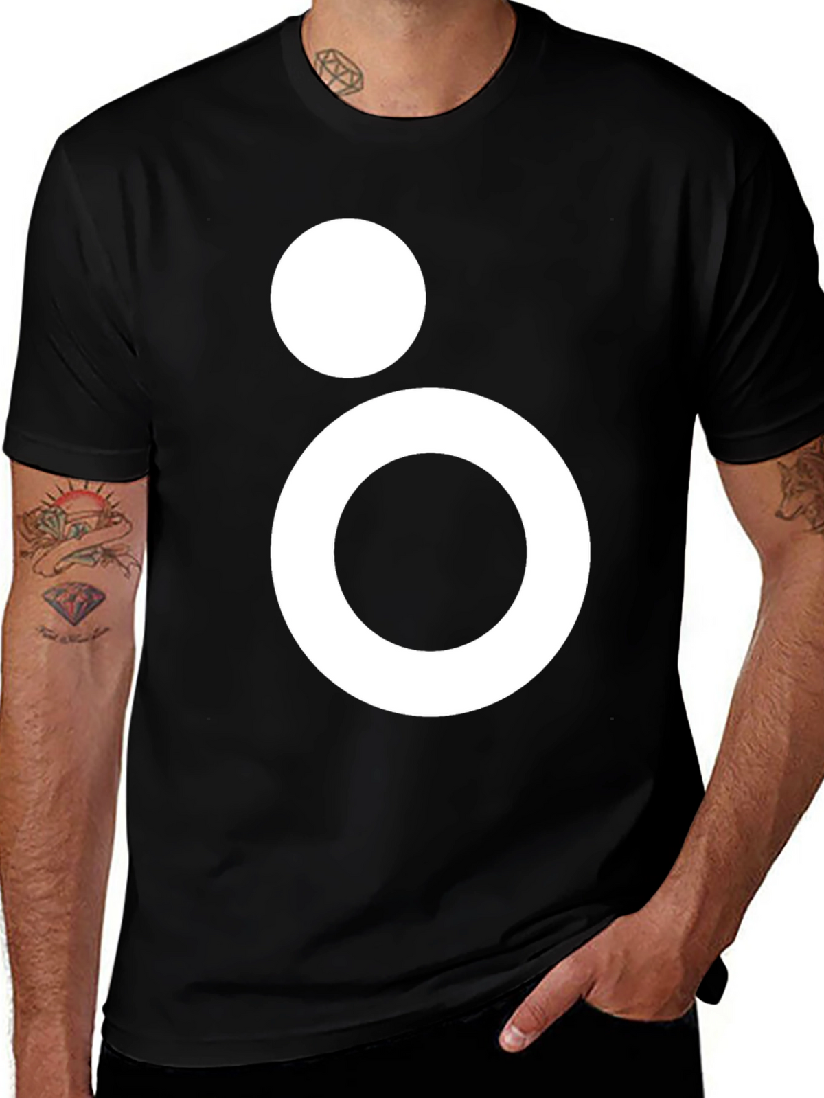 Modern Geometric Graphic Tee - Black Casual T-Shirt