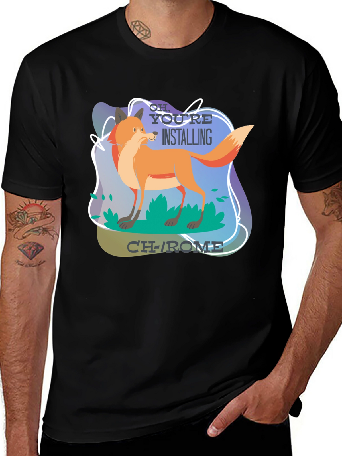 Funny Fox Installing CH-ROME T-Shirt
