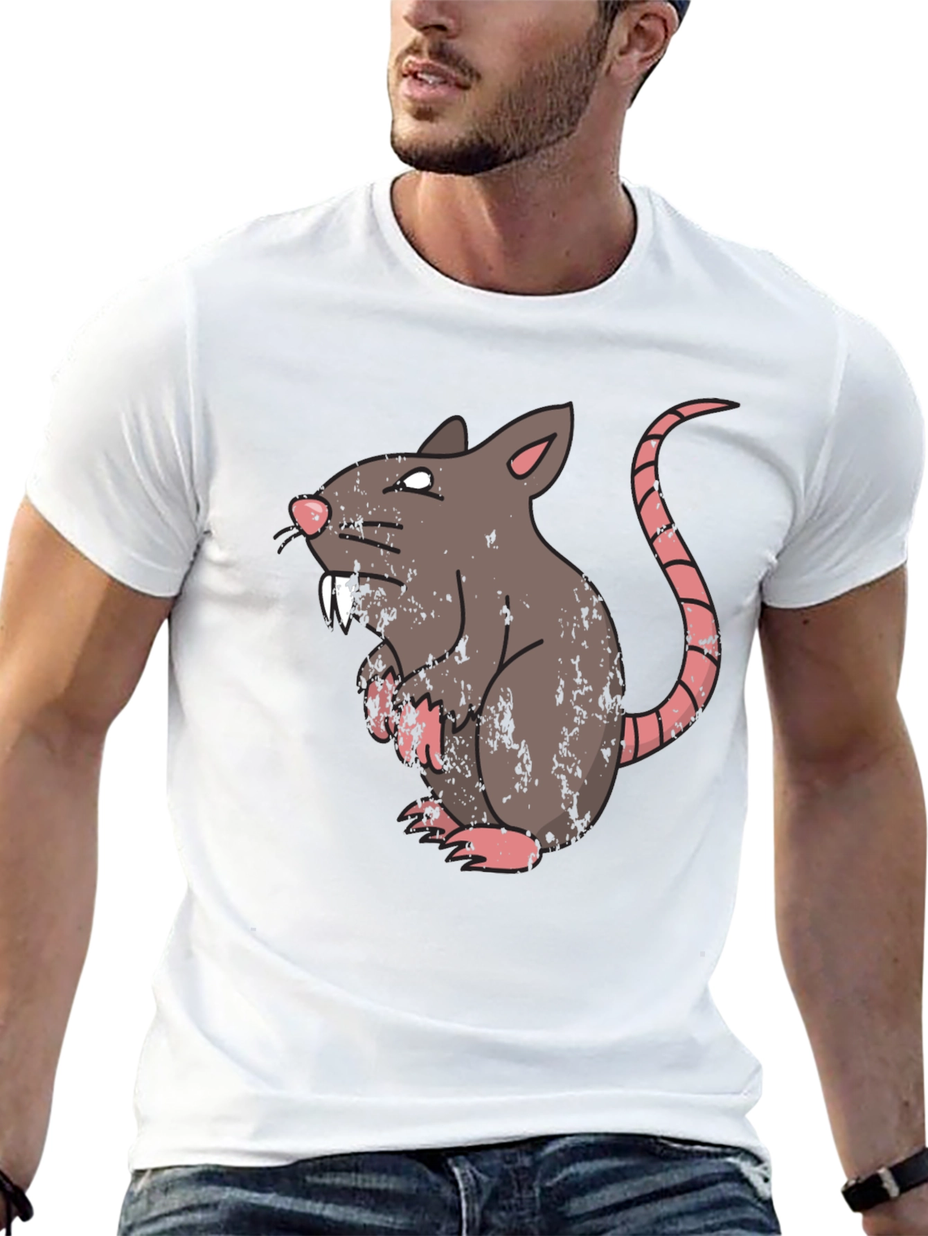 Rat Graphic T-Shirt - Mens Black Crew Neck Tee