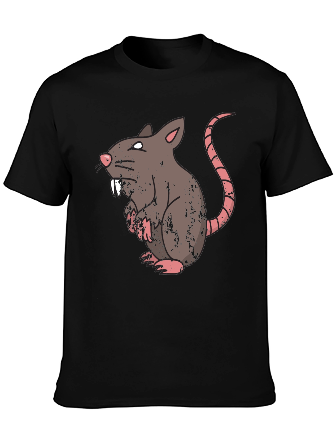 Rat Graphic T-Shirt - Mens Black Crew Neck Tee