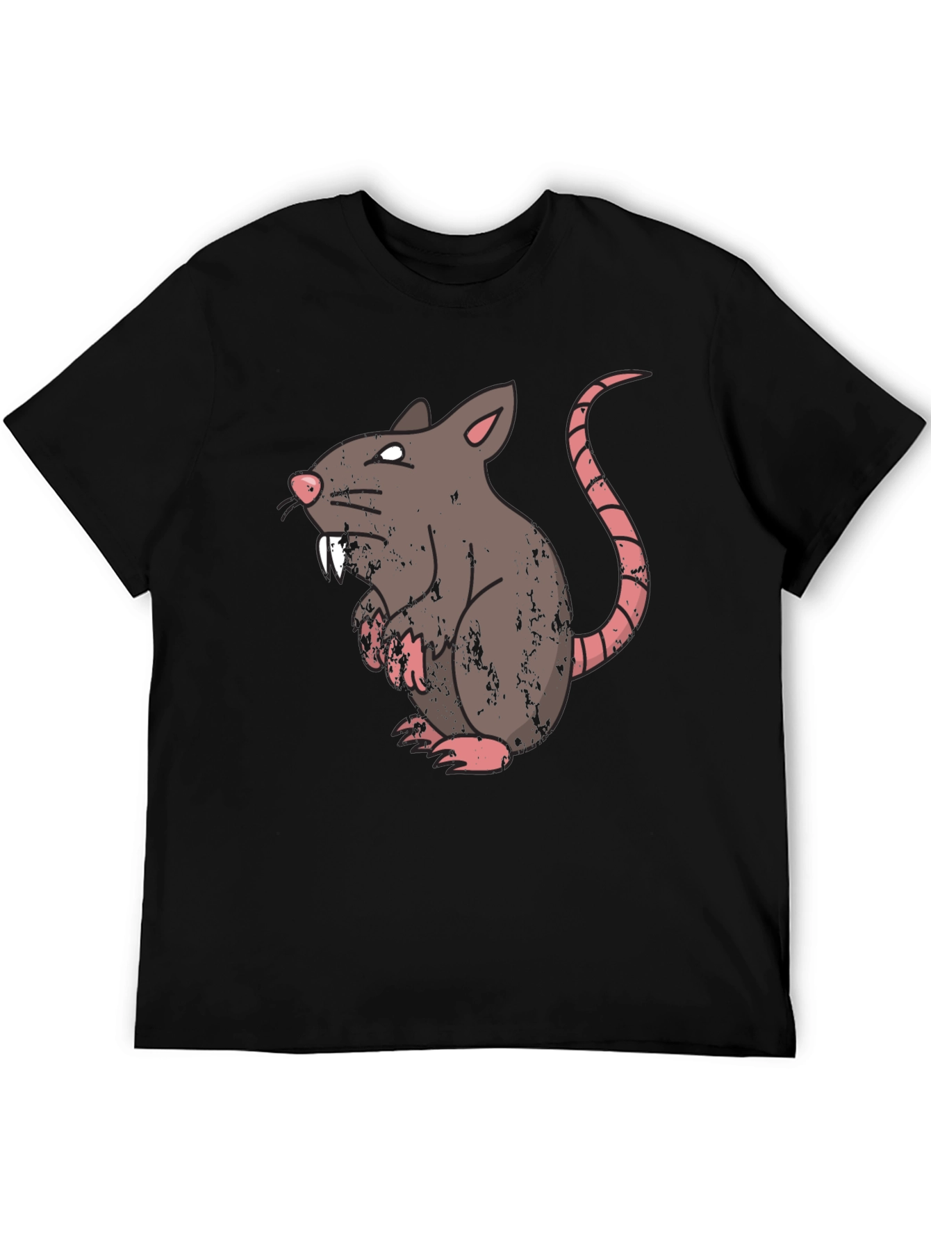 Rat Graphic T-Shirt - Mens Black Crew Neck Tee