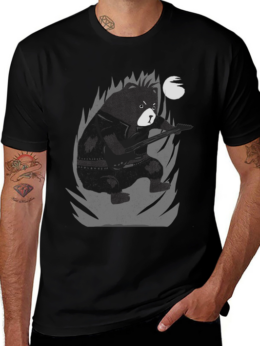 Bear Guitarist Graphic Tee - Black