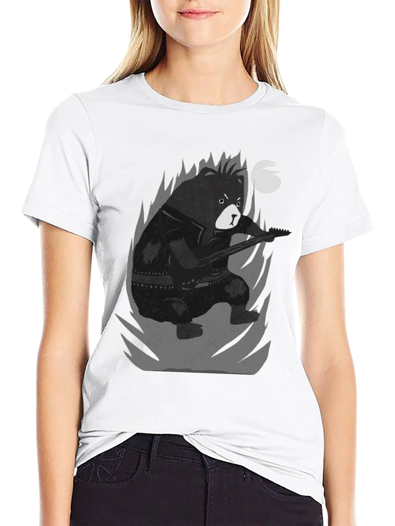Bear Guitarist Graphic Tee - Black