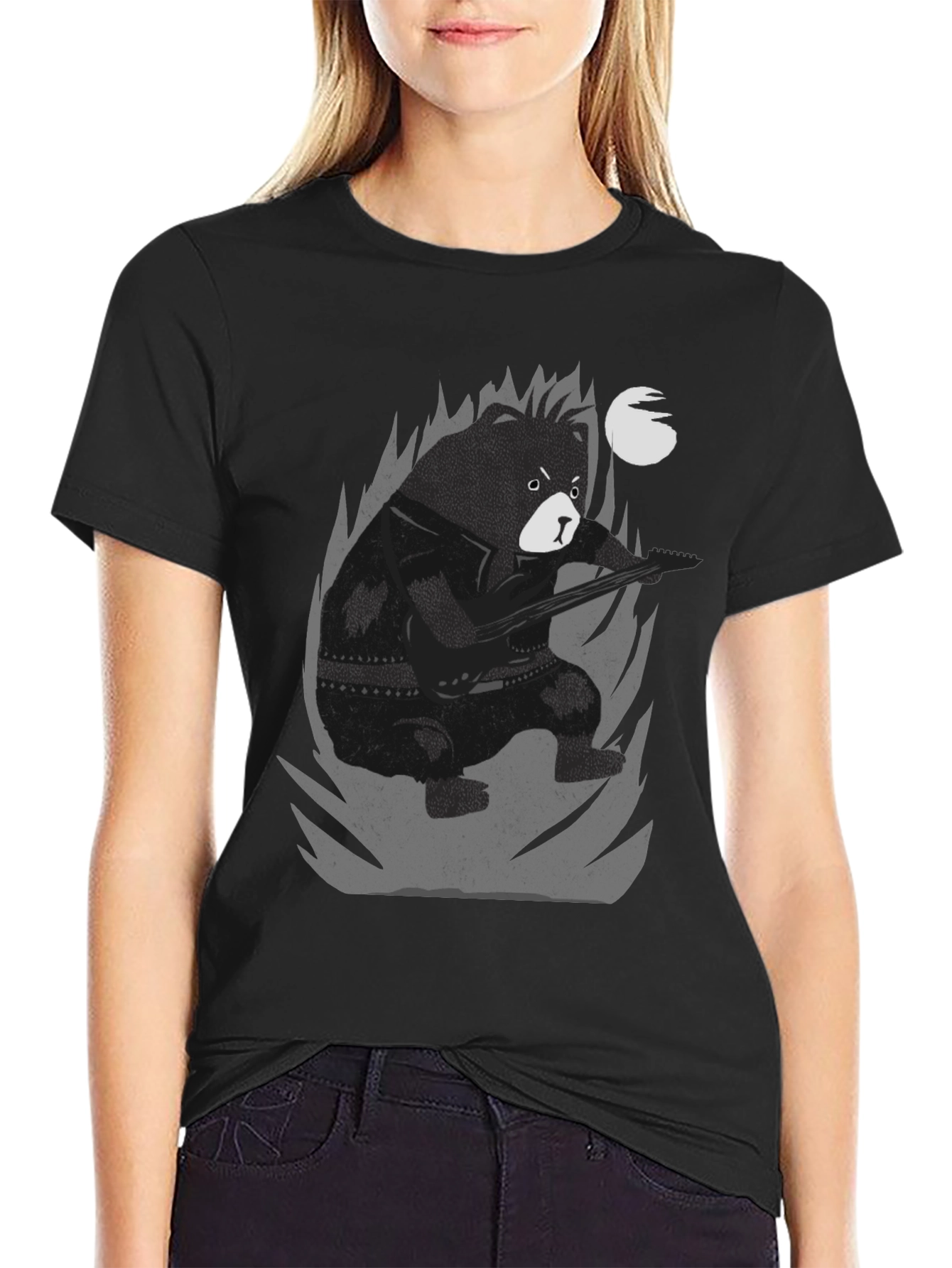 Bear Guitarist Graphic Tee - Black