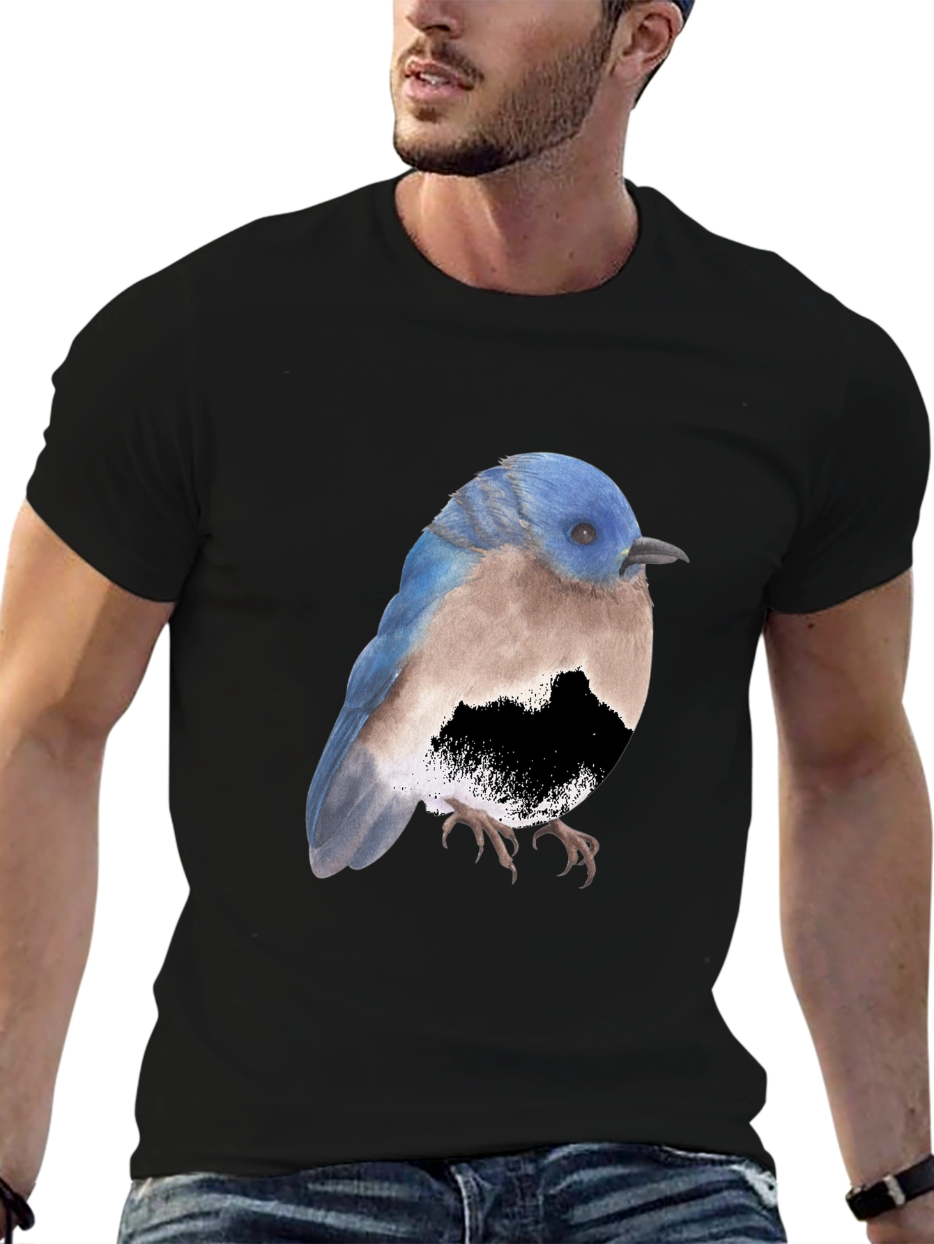 Bird Graphic Tee - Stylish Mens Black T-Shirt