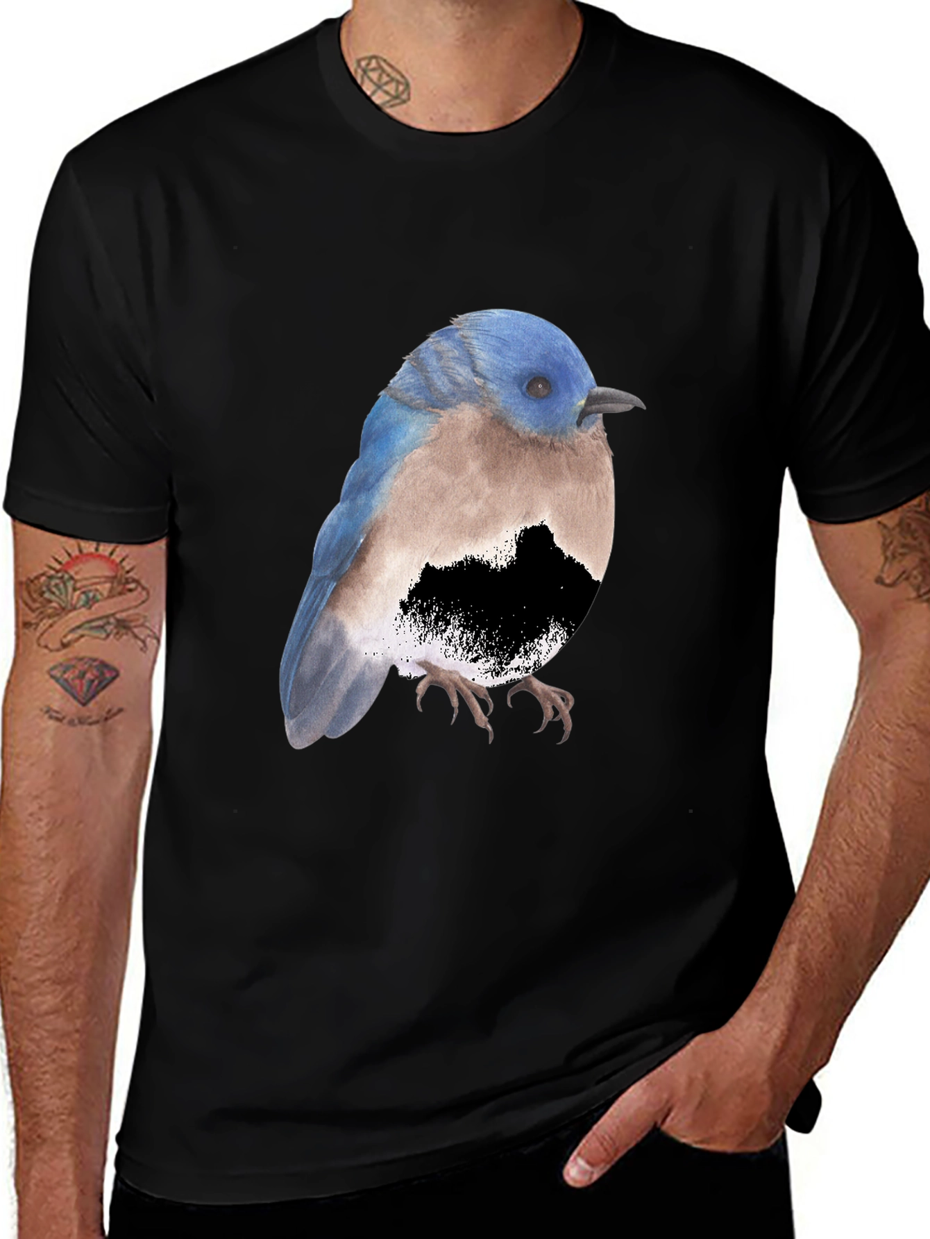 Bird Graphic Tee - Stylish Mens Black T-Shirt