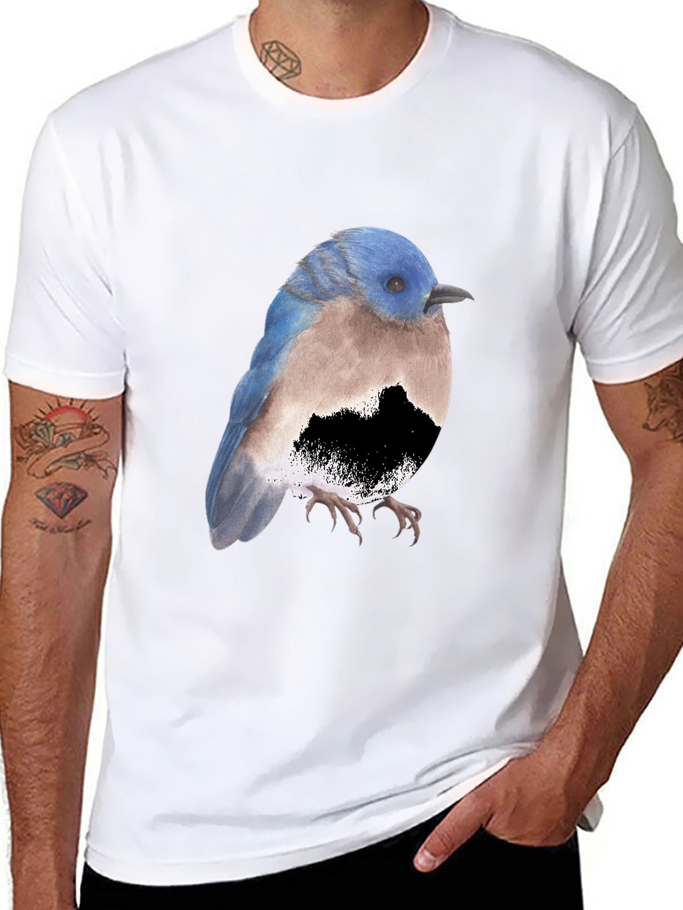 Bird Graphic Tee - Stylish Mens Black T-Shirt