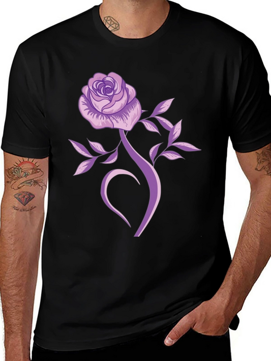 Rose Heart Graphic Tee - Mens Black T-Shirt