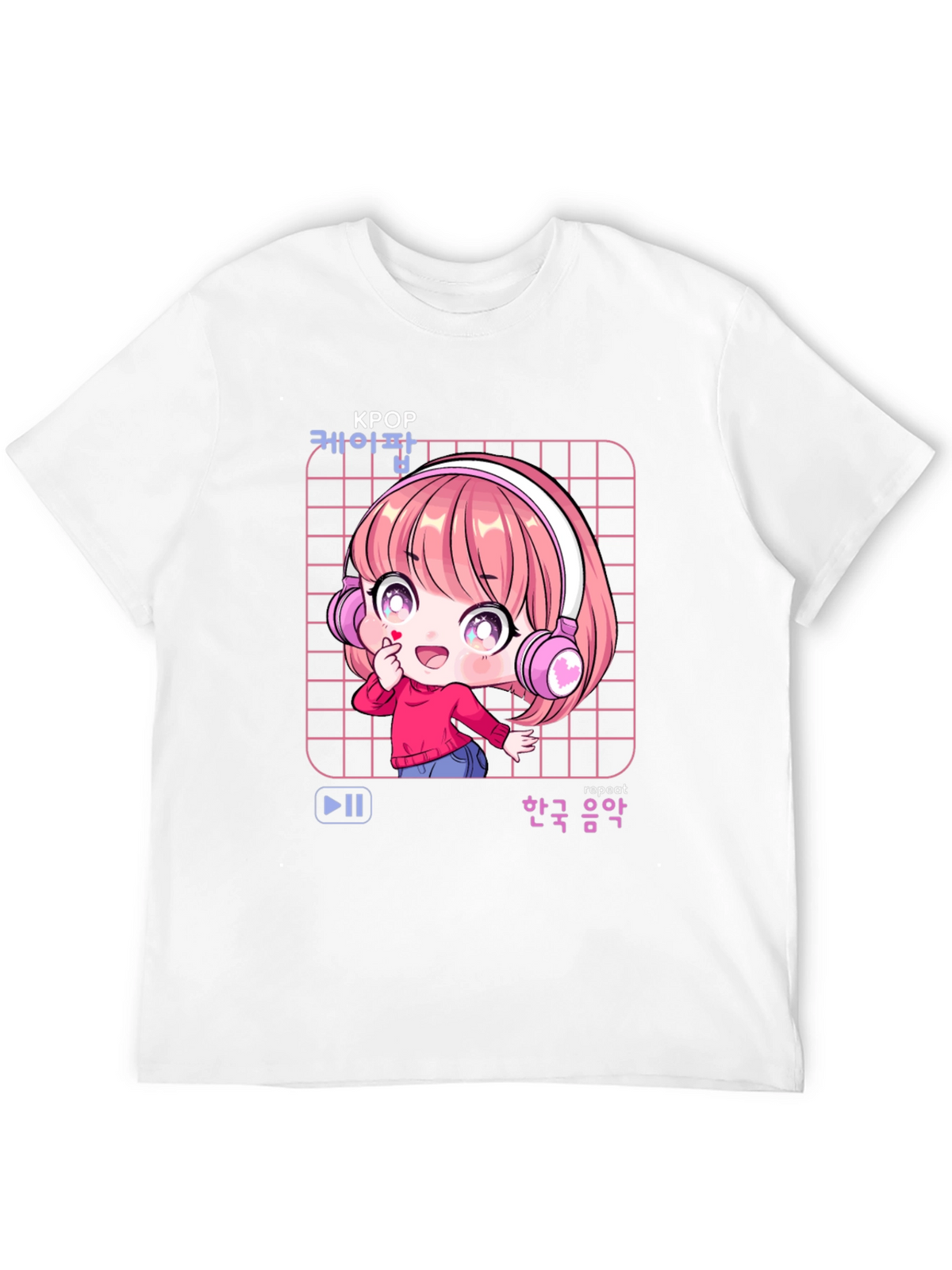 K-Pop Anime Girl Black T-Shirt