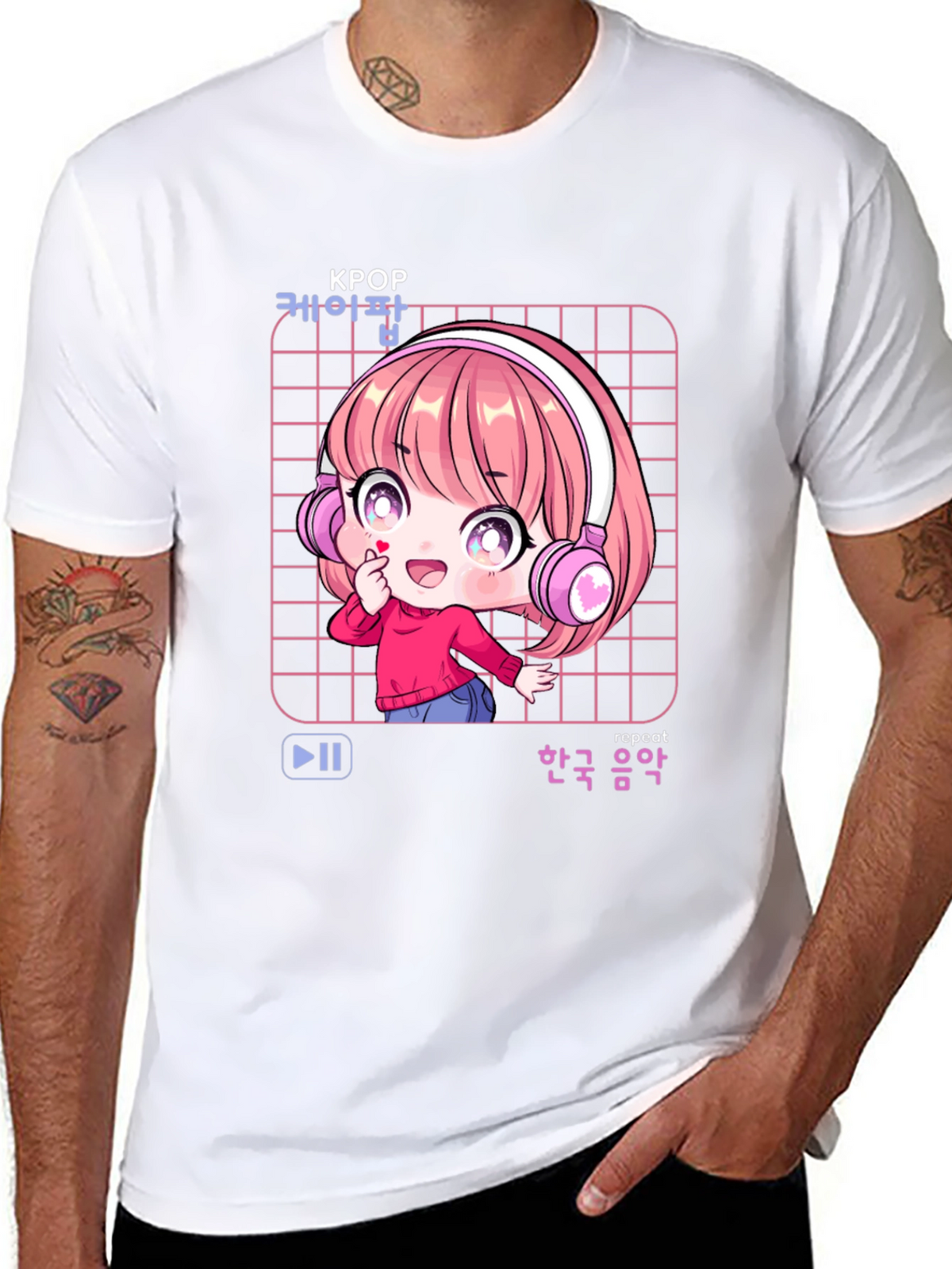 K-Pop Anime Girl Black T-Shirt