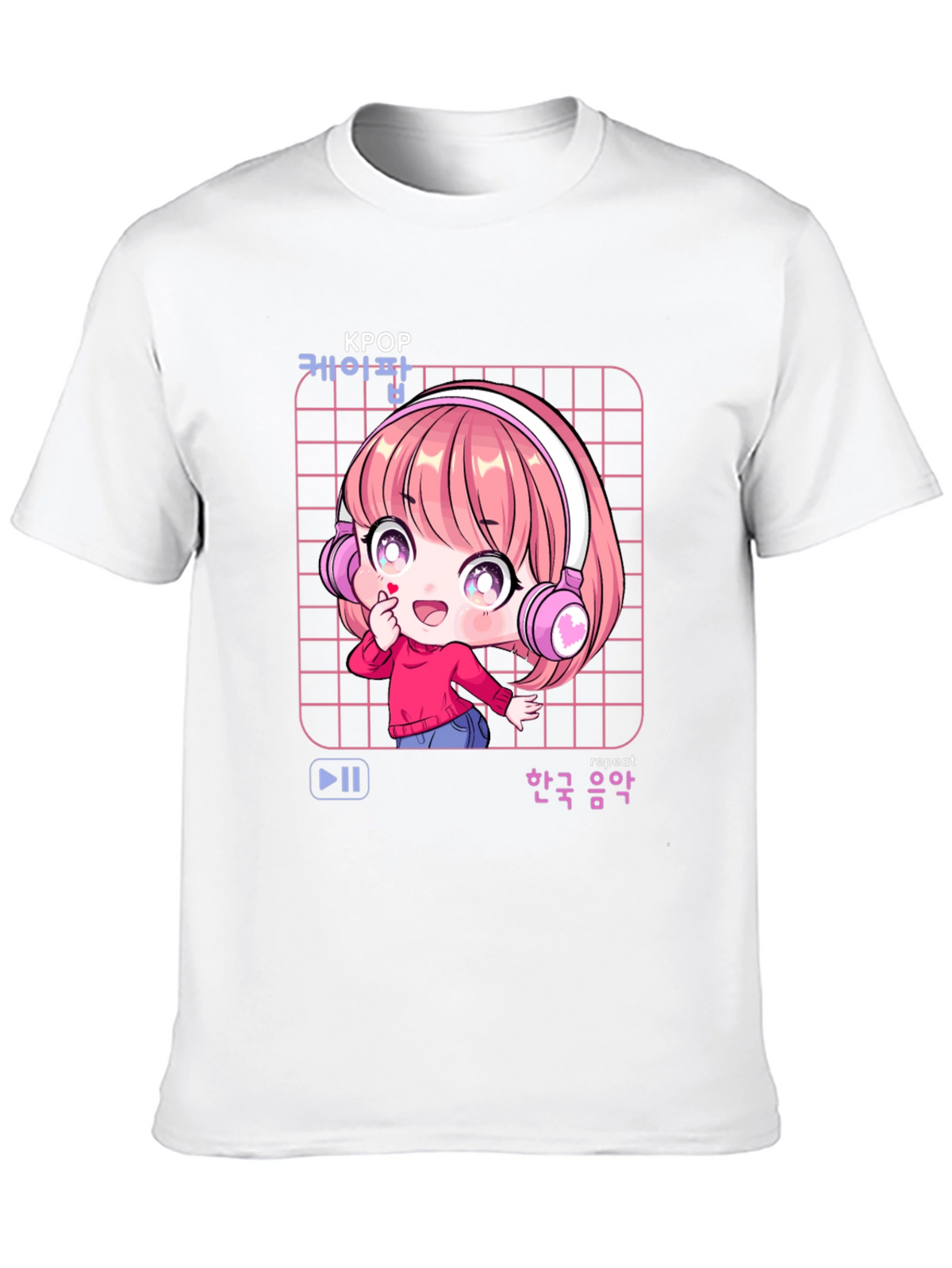 K-Pop Anime Girl Black T-Shirt