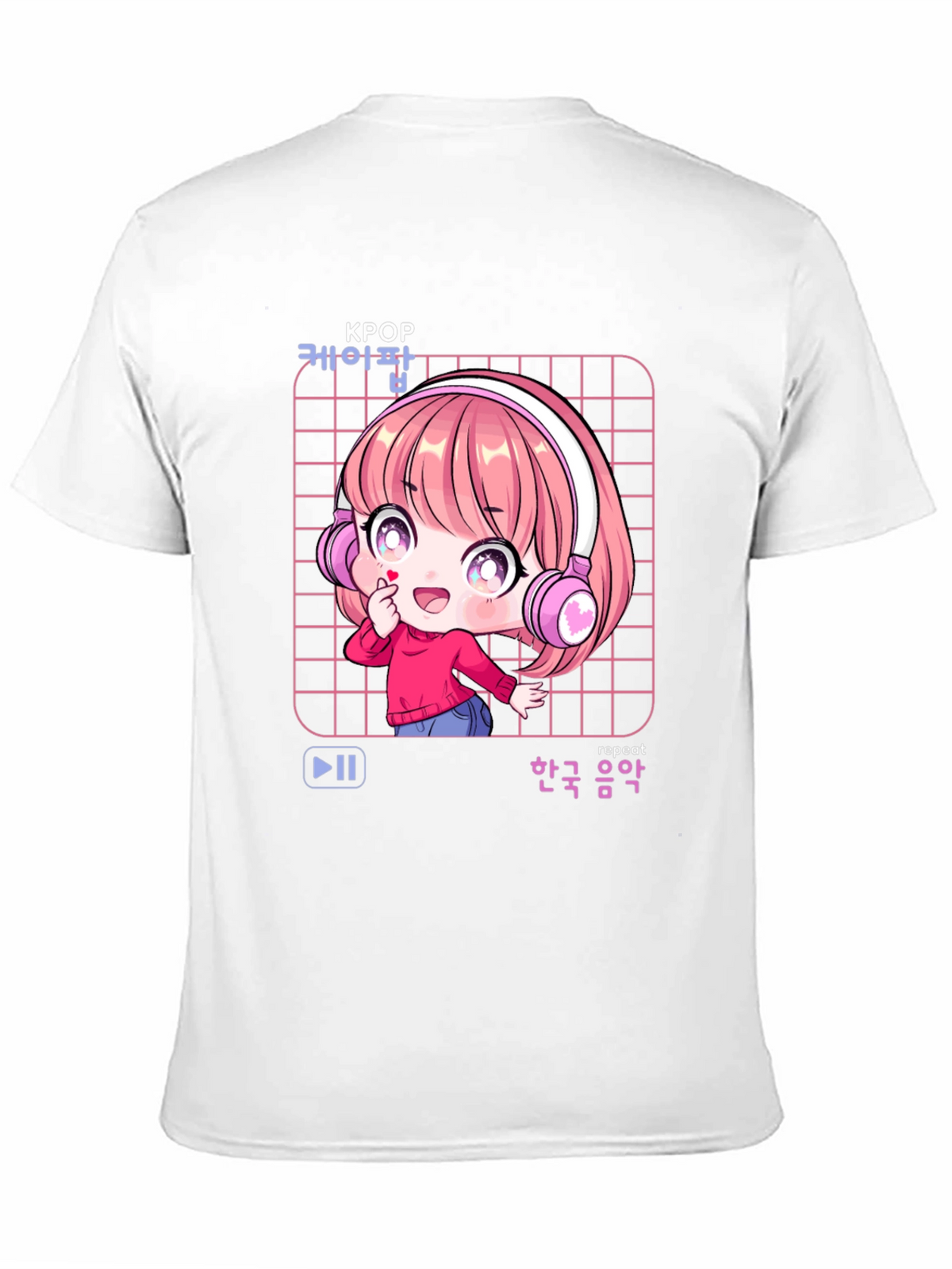 K-Pop Anime Girl Black T-Shirt
