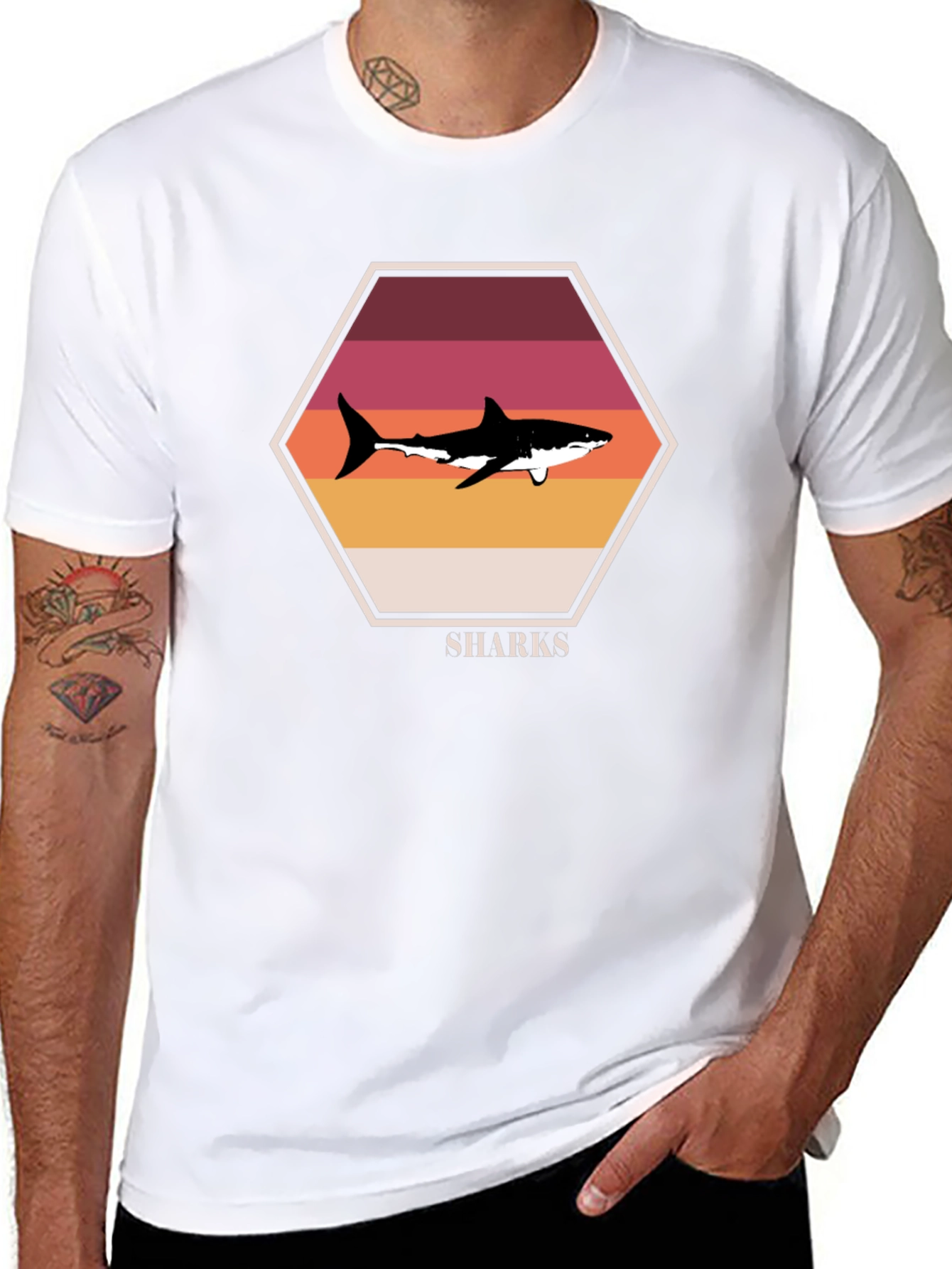 Retro Shark Graphic T-Shirt - Premium Cotton Blend