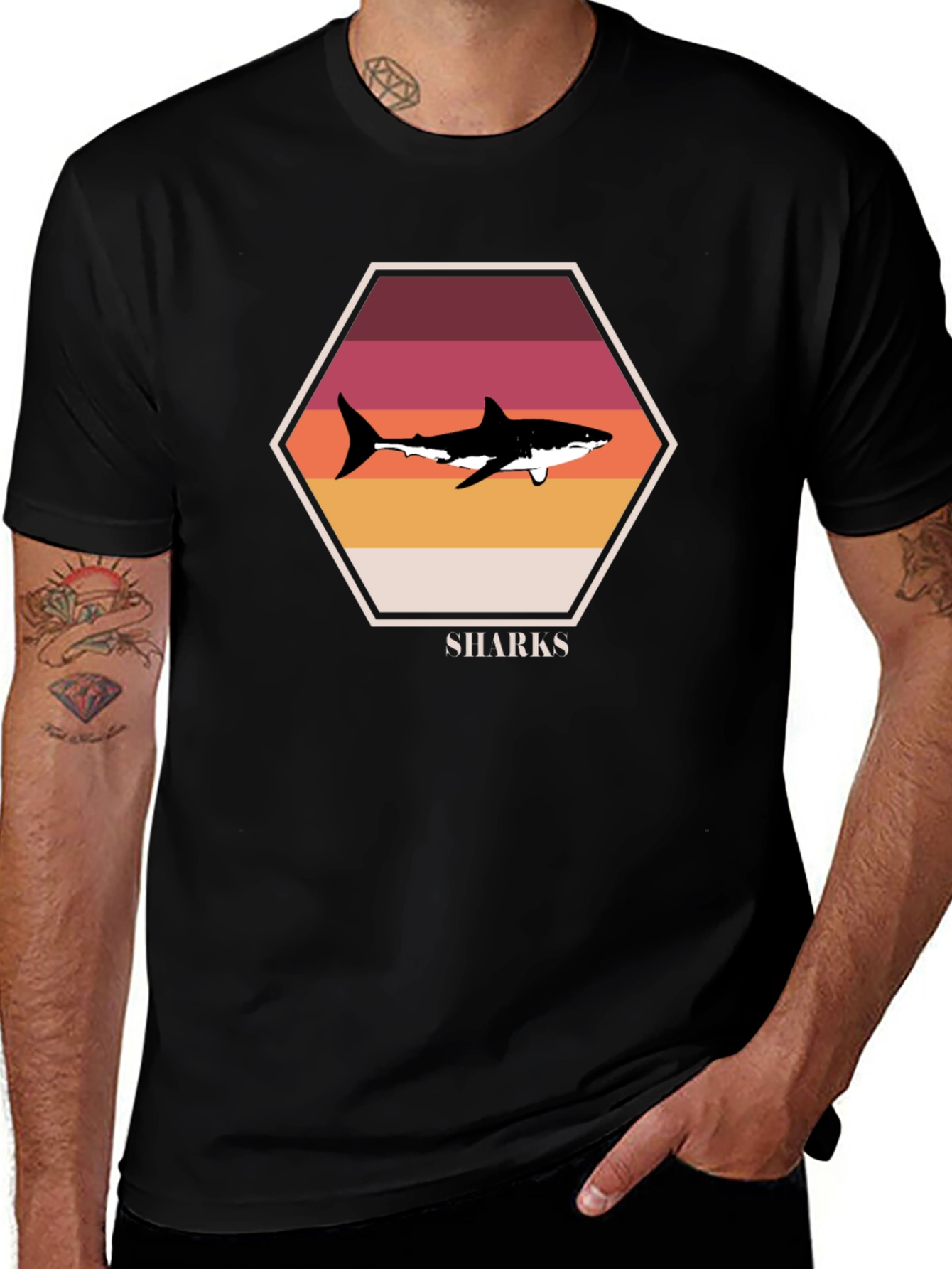 Retro Shark Graphic T-Shirt - Premium Cotton Blend