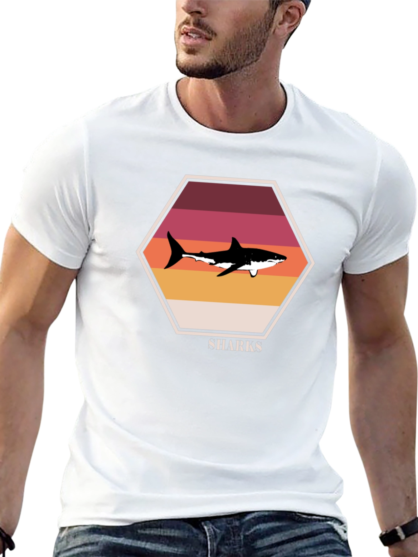 Retro Shark Graphic T-Shirt - Premium Cotton Blend
