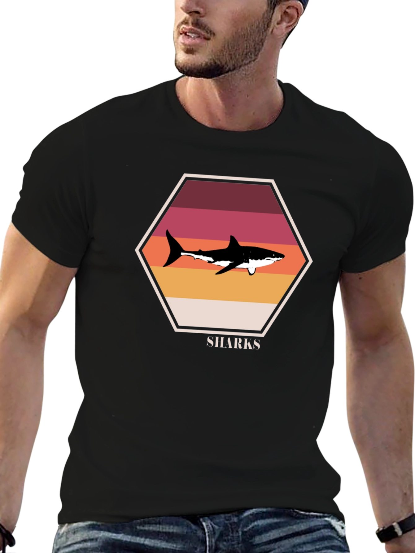 Retro Shark Graphic T-Shirt - Premium Cotton Blend