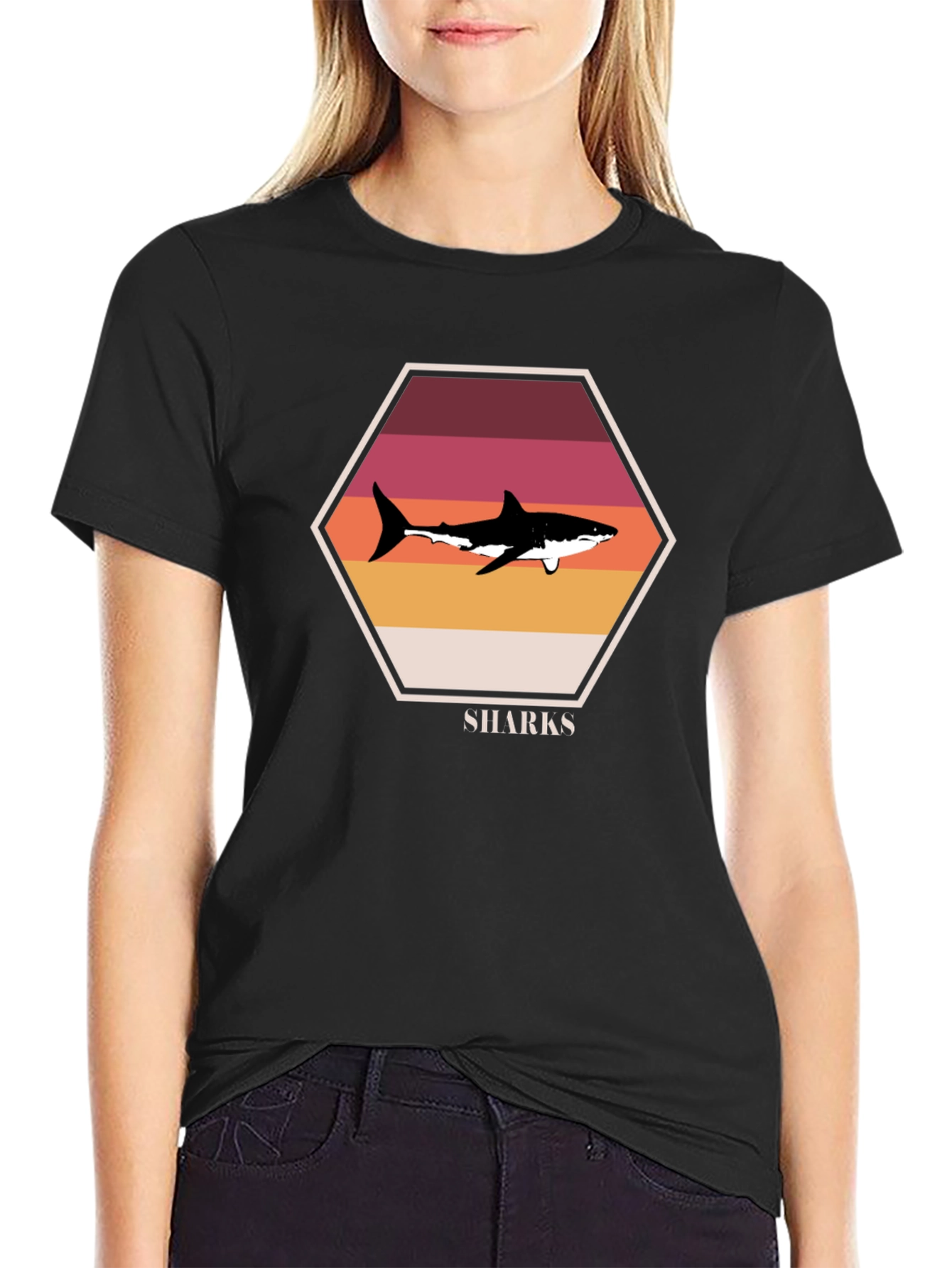Retro Shark Graphic T-Shirt - Premium Cotton Blend