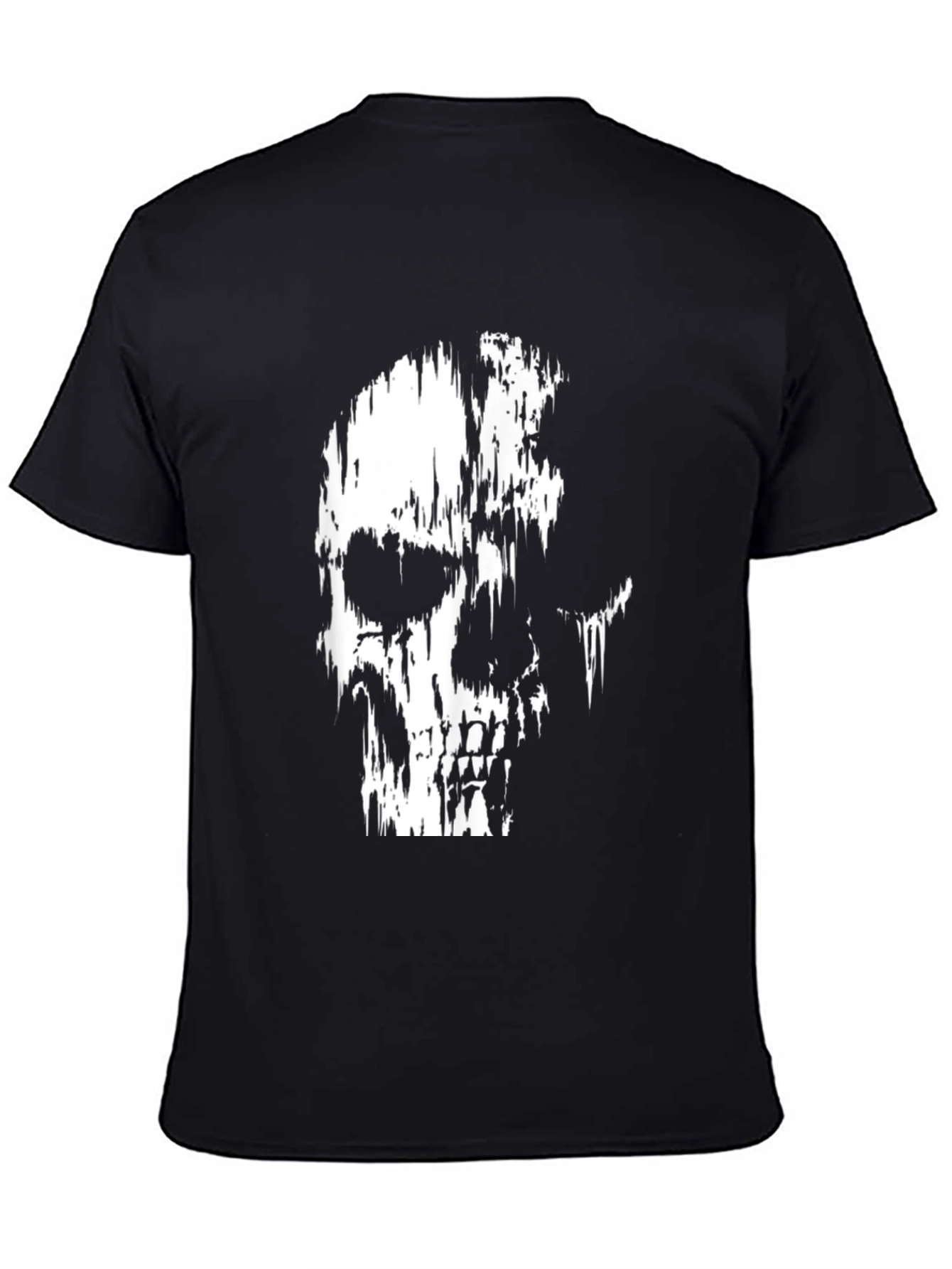 Distressed Skull Graphic Print Black T-Shirt