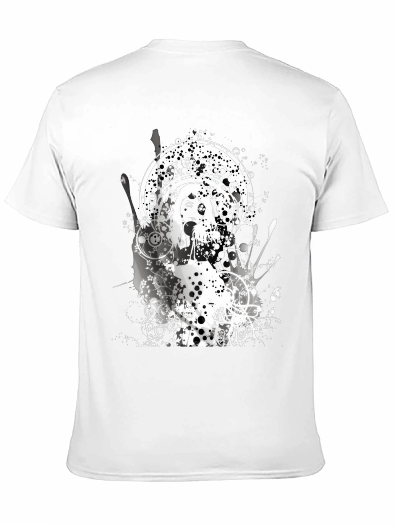Abstract Graphic Print Black Crew Neck Tee