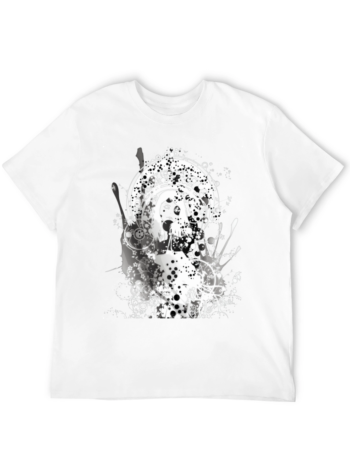 Abstract Graphic Print Black Crew Neck Tee