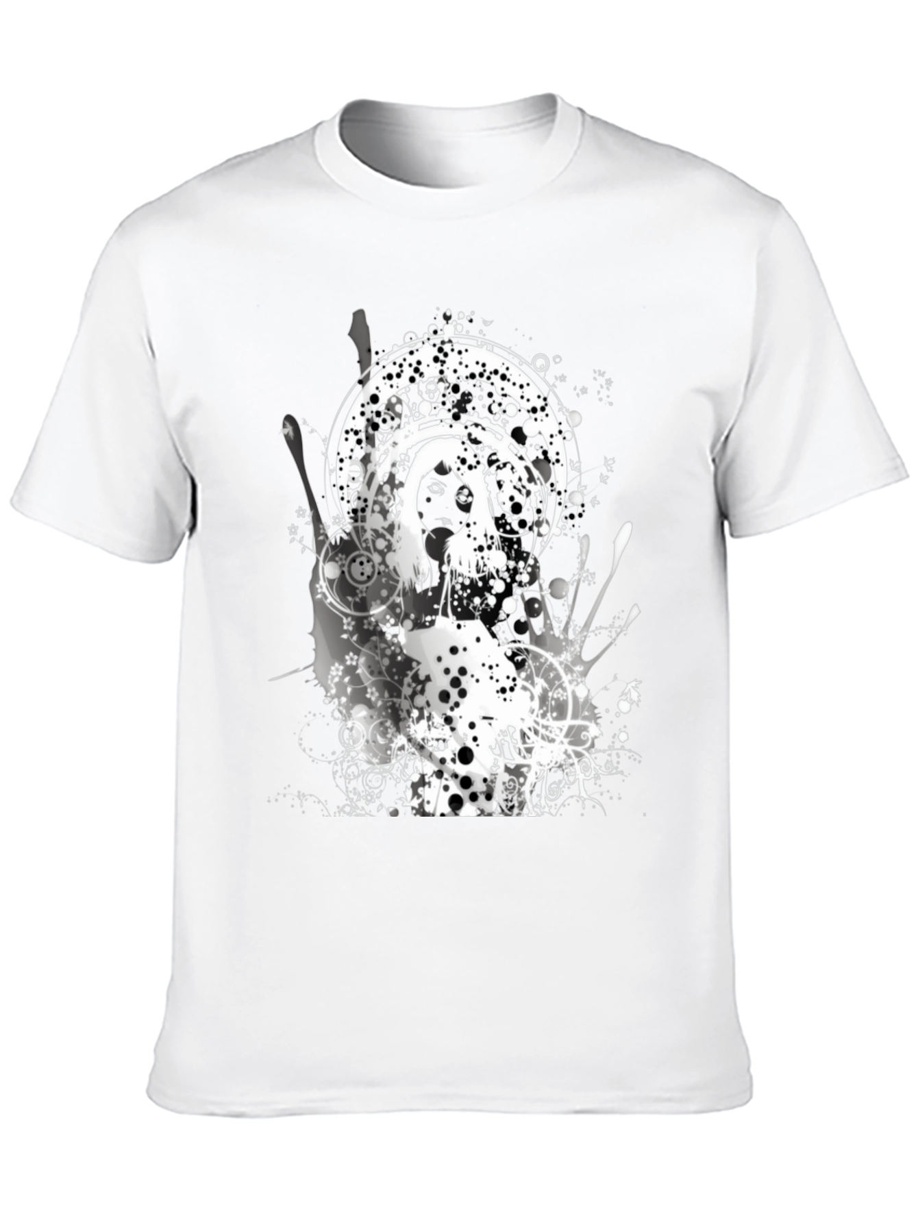 Abstract Graphic Print Black Crew Neck Tee