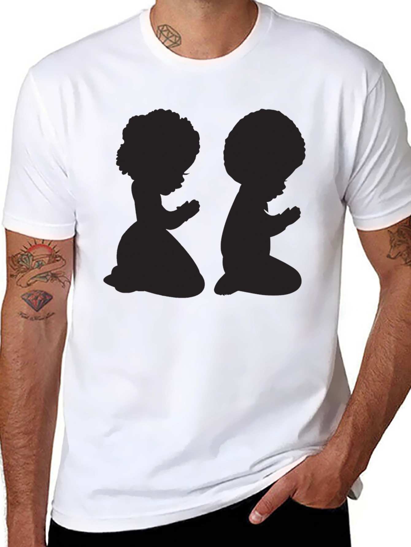 Praying Afro Kids Graphic Tee - Black