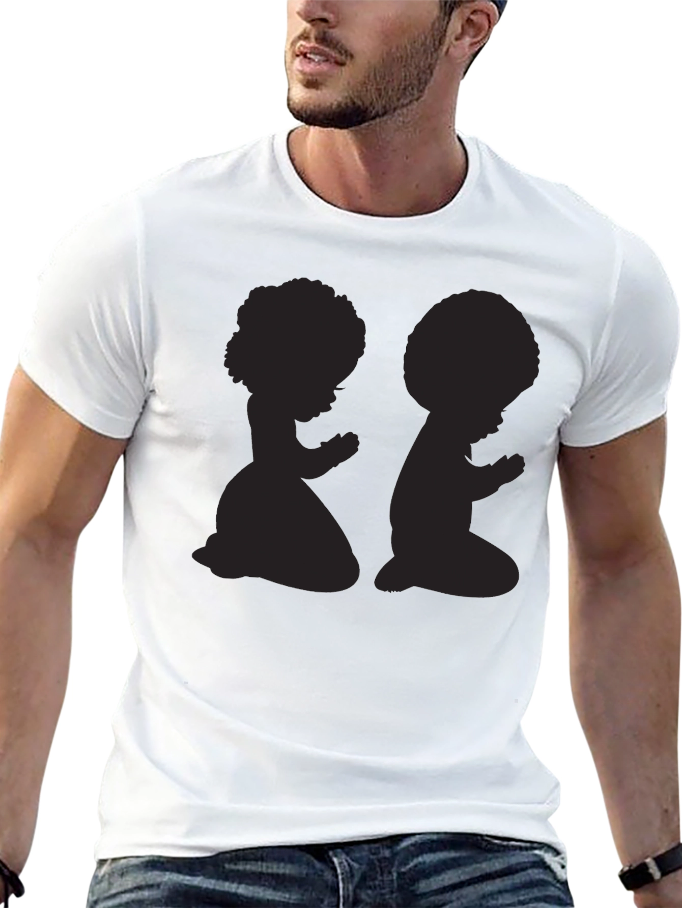 Praying Afro Kids Graphic Tee - Black