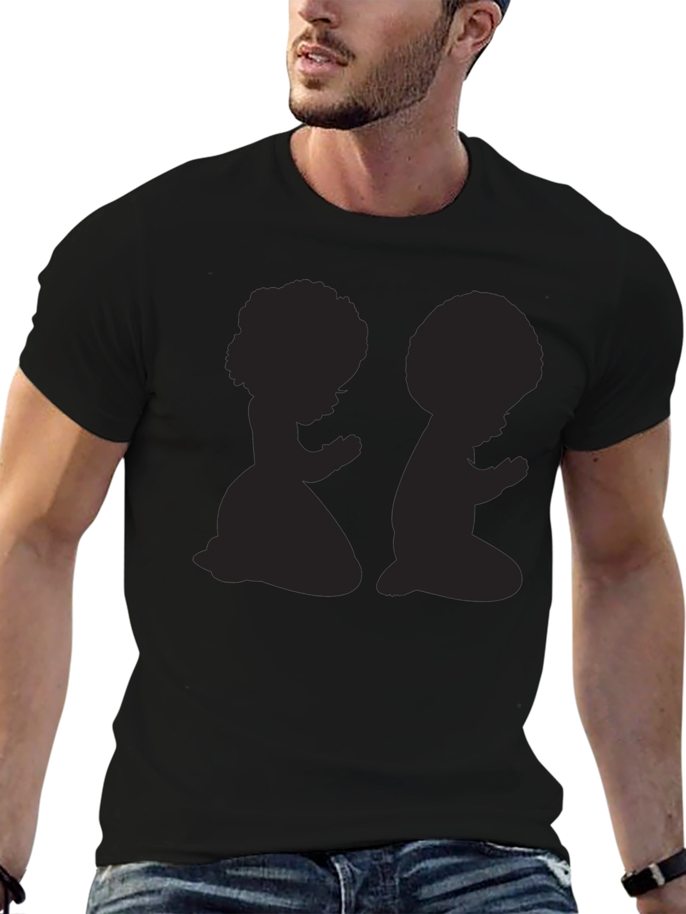 Praying Afro Kids Graphic Tee - Black