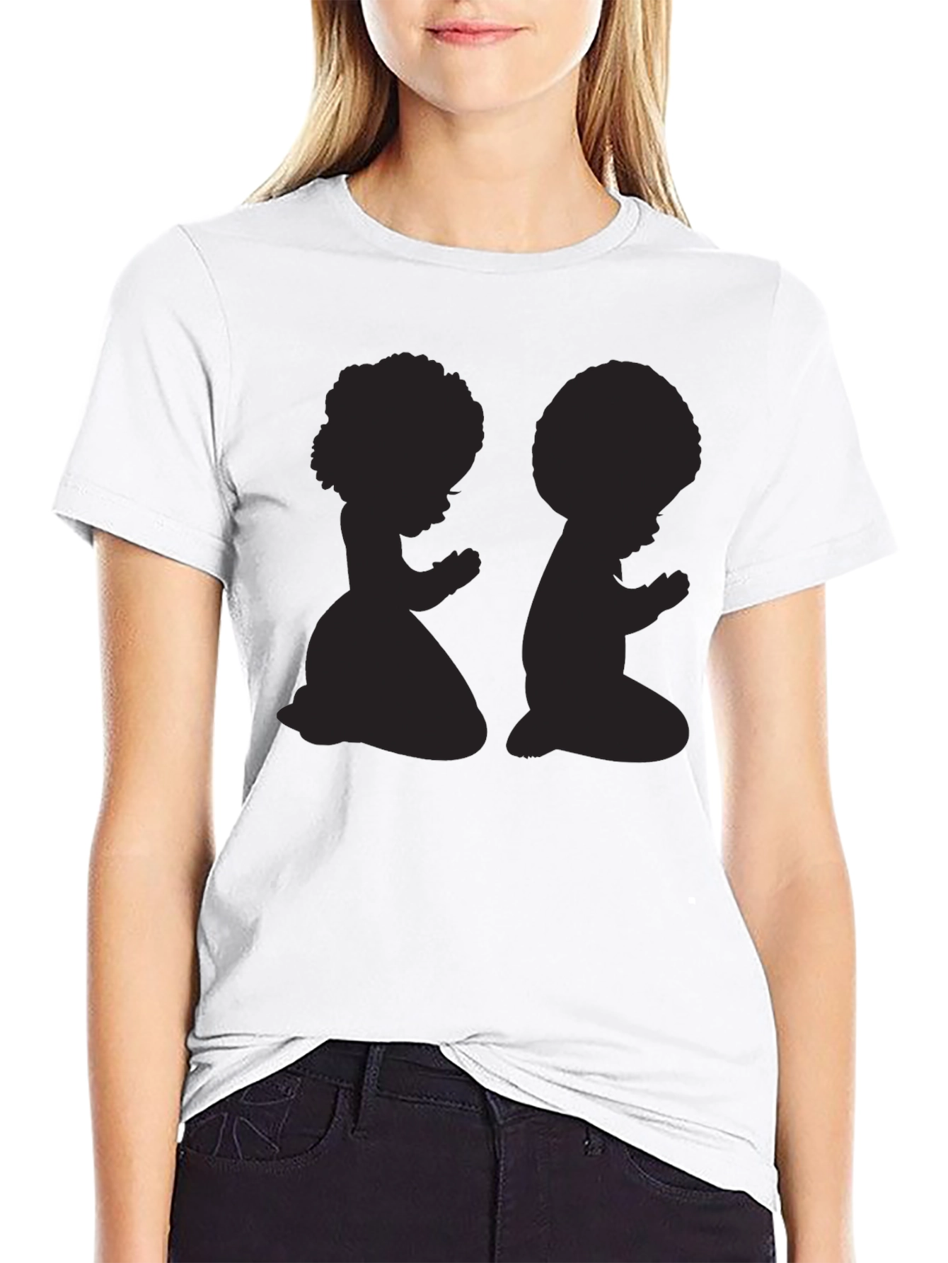 Praying Afro Kids Graphic Tee - Black