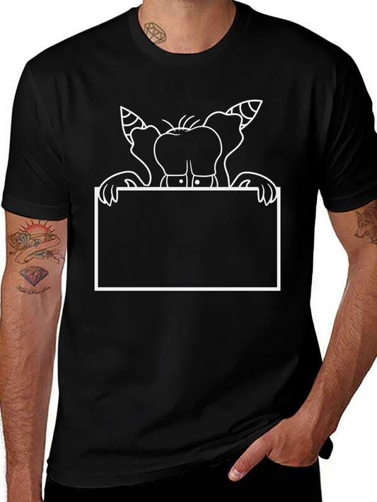 Cartoon Elephant Graphic Black T-Shirt
