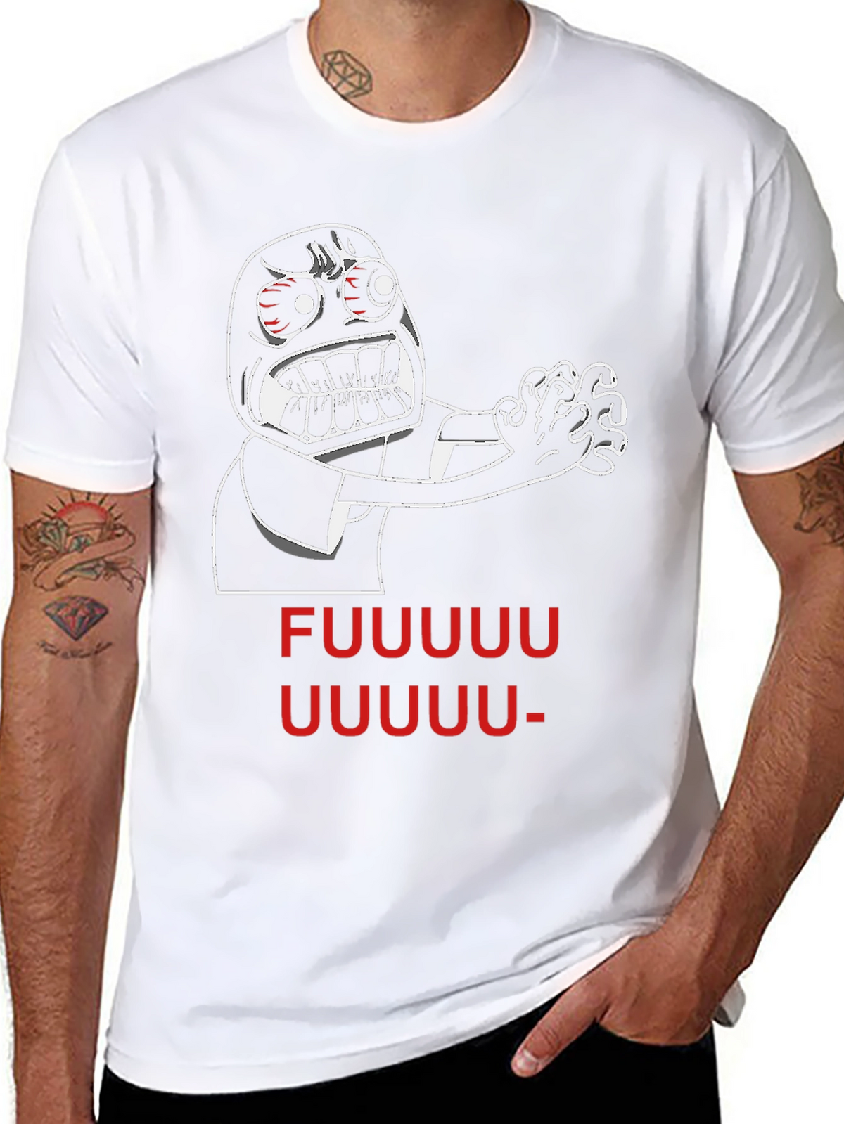 Rage Face Meme Black T-Shirt - FUUUUU UUUUUU