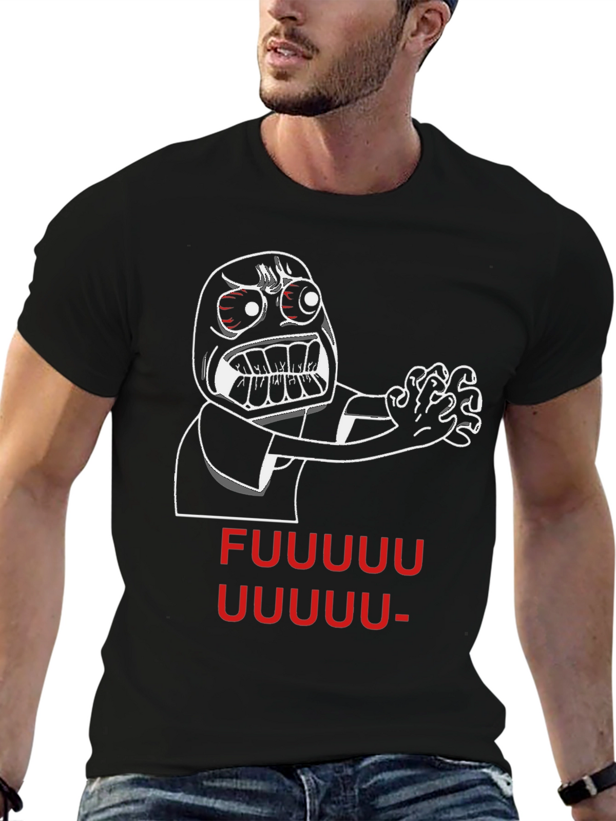 Rage Face Meme Black T-Shirt - FUUUUU UUUUUU