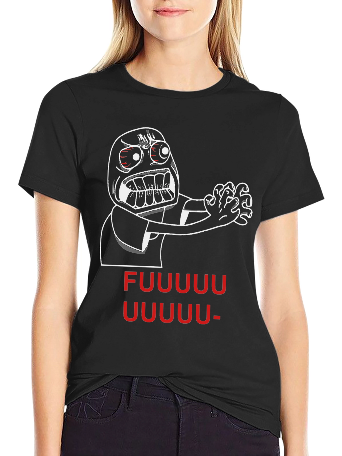 Rage Face Meme Black T-Shirt - FUUUUU UUUUUU