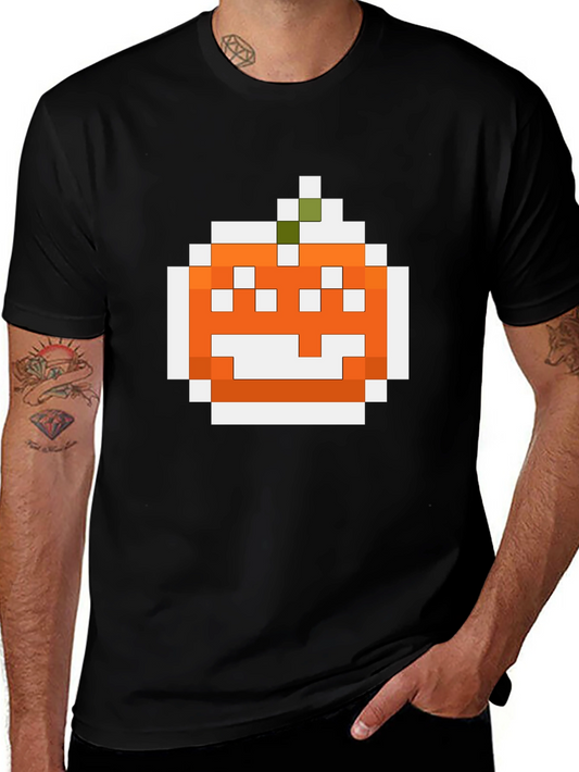 Pixel Pumpkin Graphic Tee - Halloween Shirt